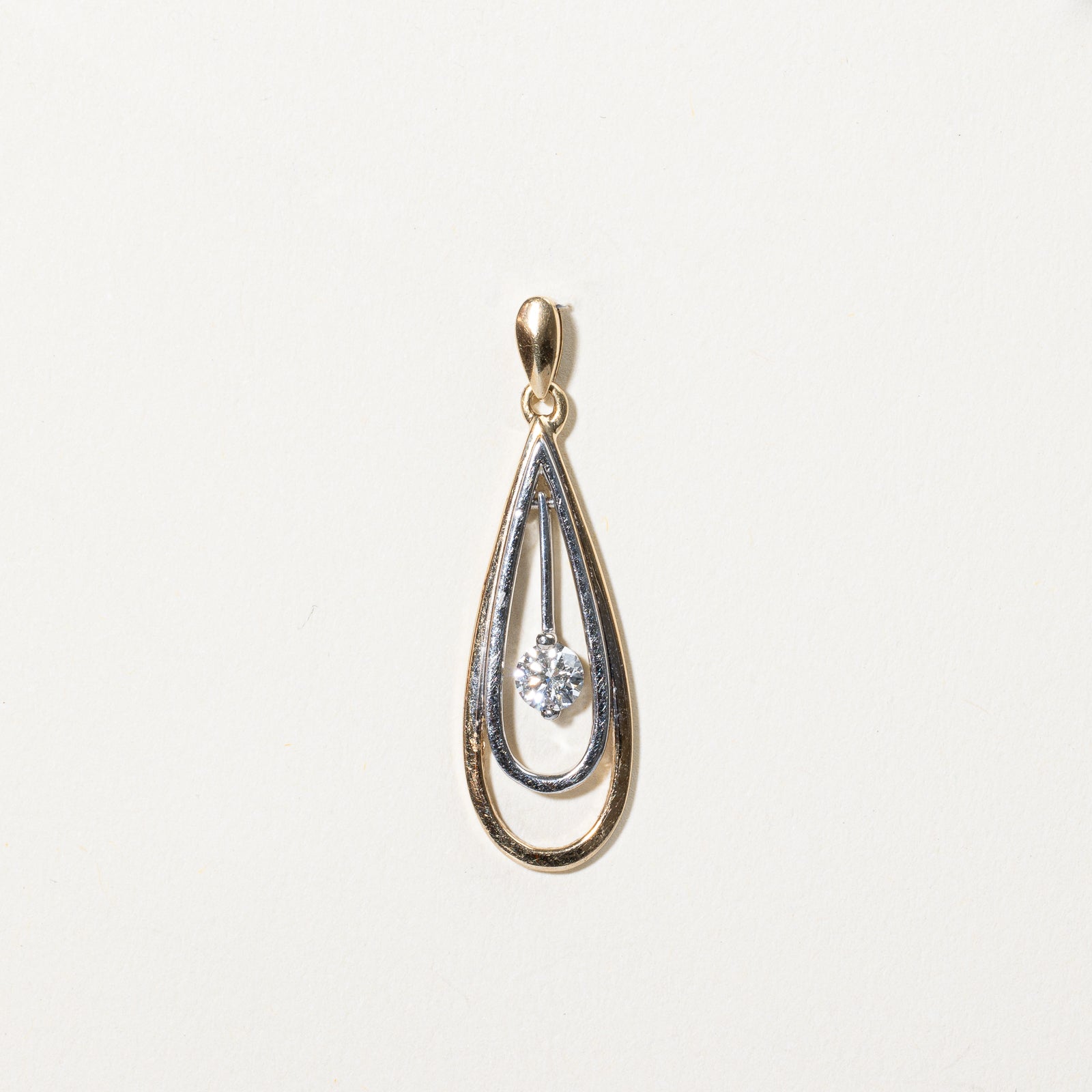 Two Tone Gold Diamond Drop Pendant | 0.22ct |