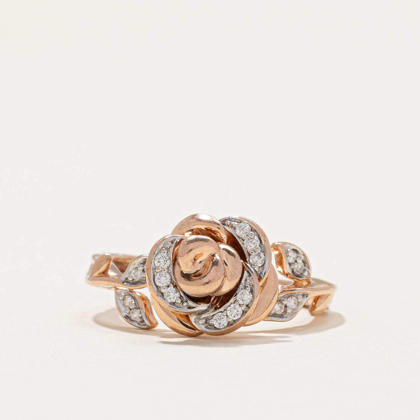 'Disney' 10K Rose Gold Rose Ring | 0.10ctw | SZ 5