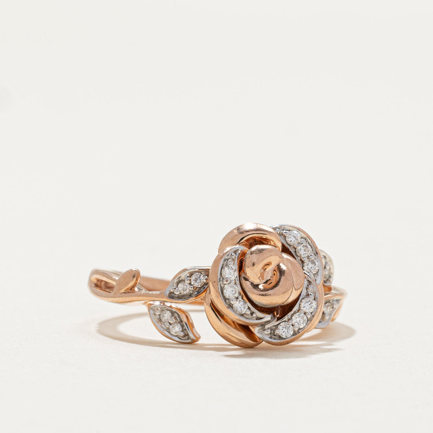 'Disney' 10K Rose Gold Rose Ring | 0.10ctw | SZ 5