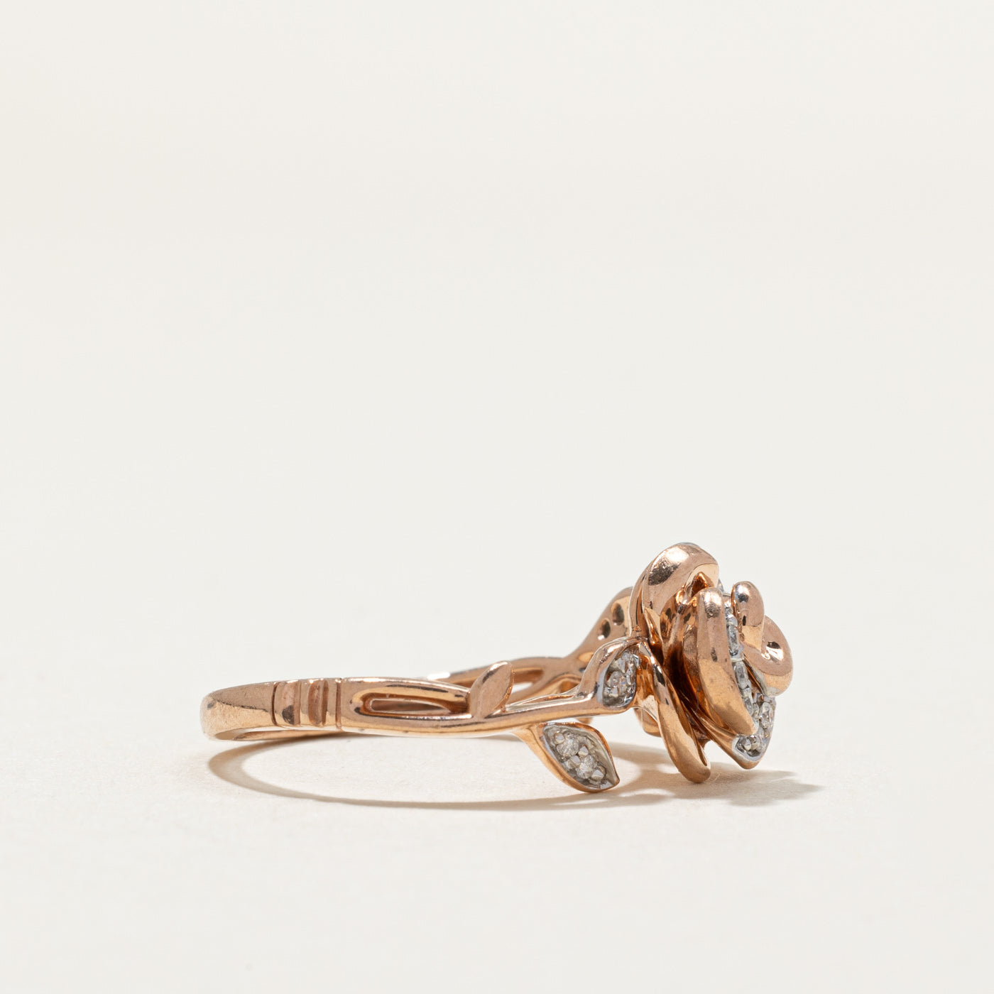 'Disney' 10K Rose Gold Rose Ring | 0.10ctw | SZ 5