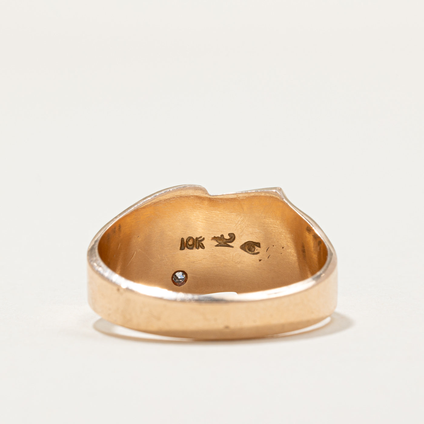 Single Stone 'PC' Initial Signet Ring | 0.01ct | SZ 10.25