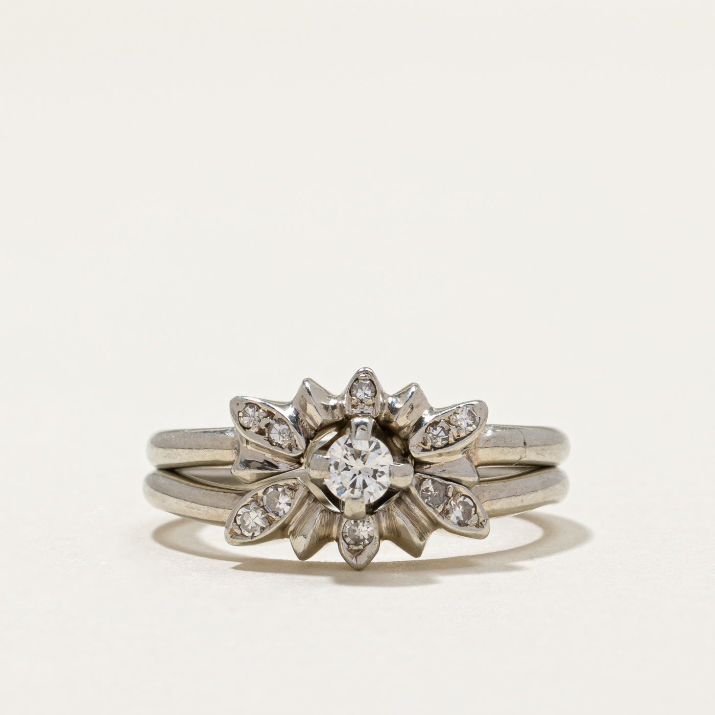 Diamond Cluster Wedding Ring Set | 0.21ctw | SZ 5.5
