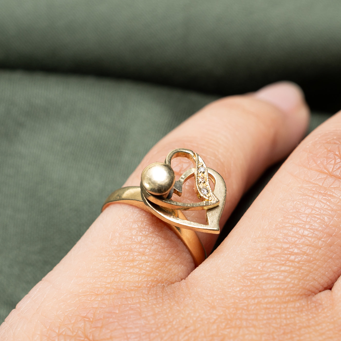 Spinning Hearts Diamond Ring | 0.02ctw | SZ 5.5