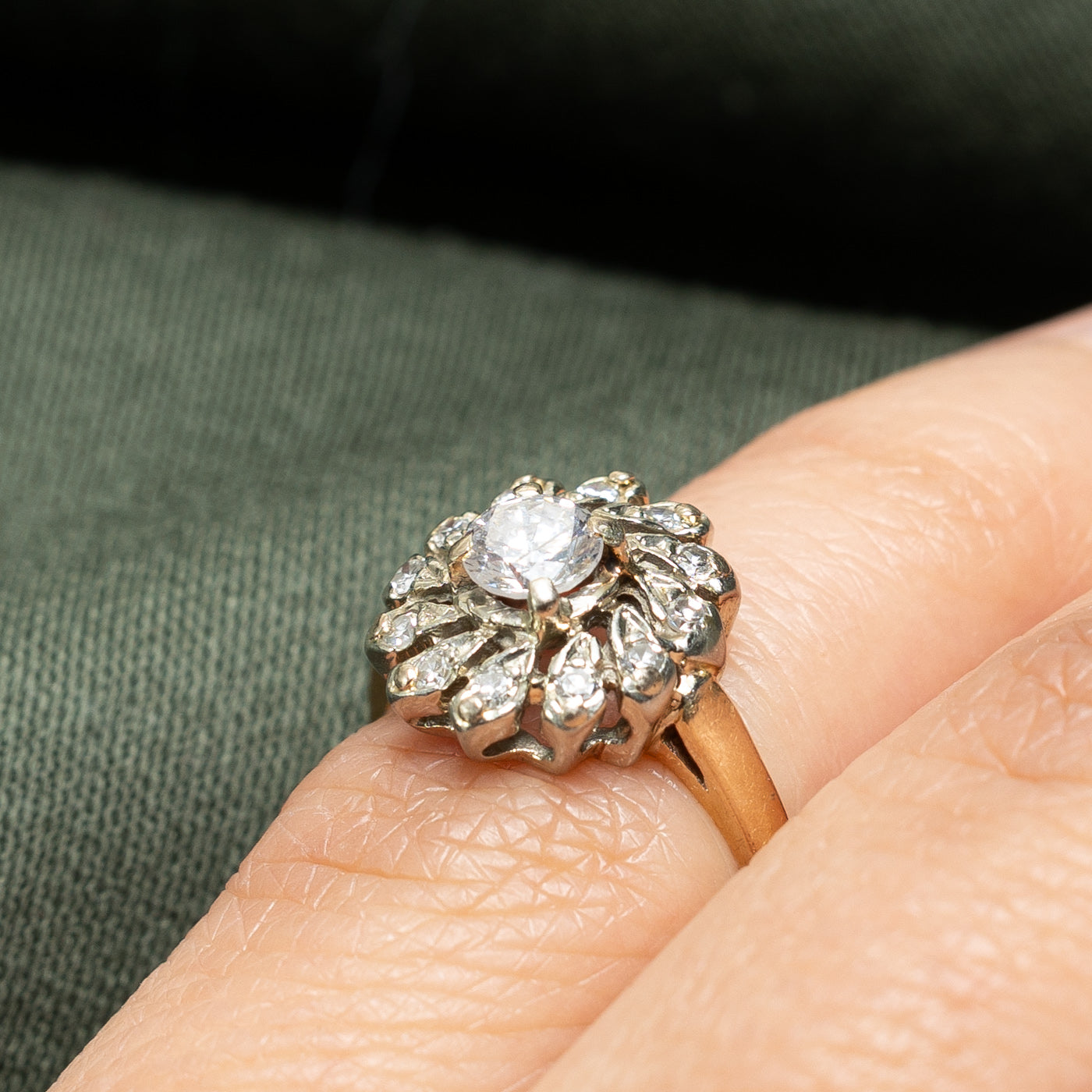 Pinwheel Halo Diamond Engagement Ring | 0.46ctw | SZ 3