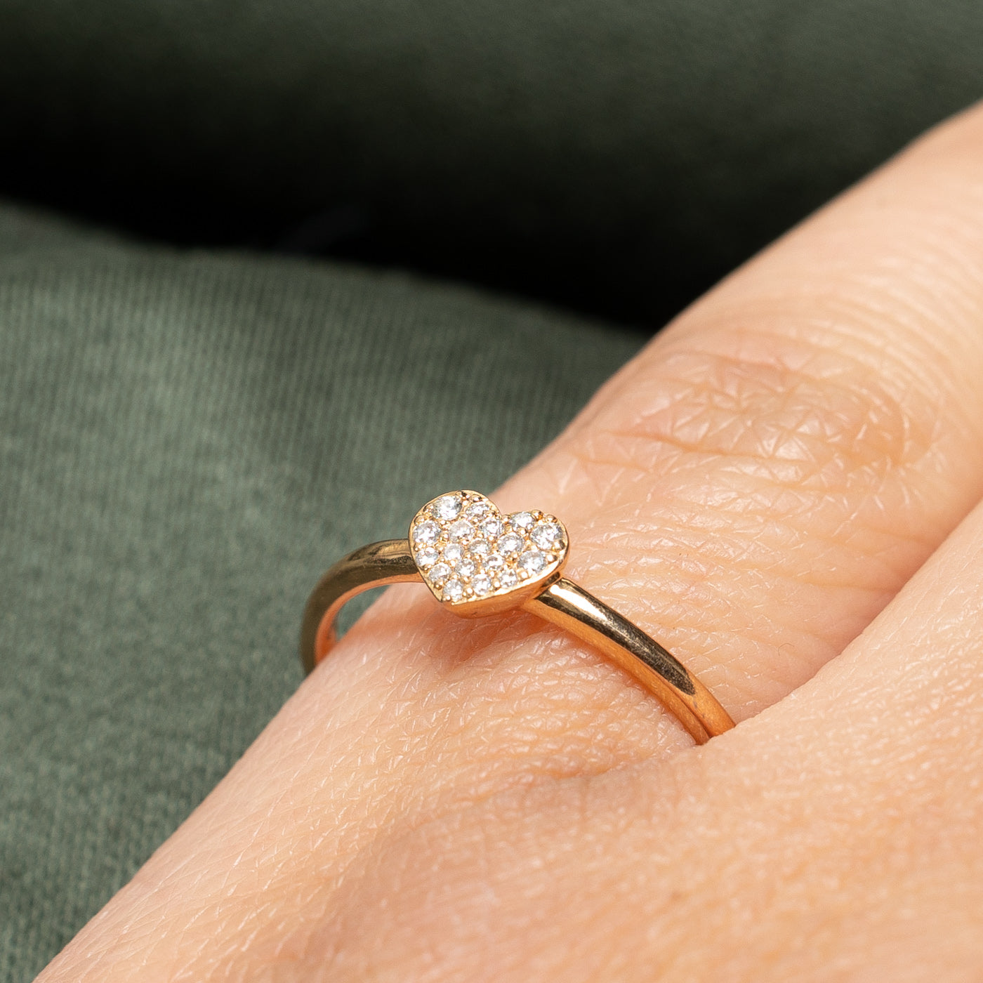 Pavé Set Diamond Heart Shaped Ring | 0.07ctw | SZ 6.25