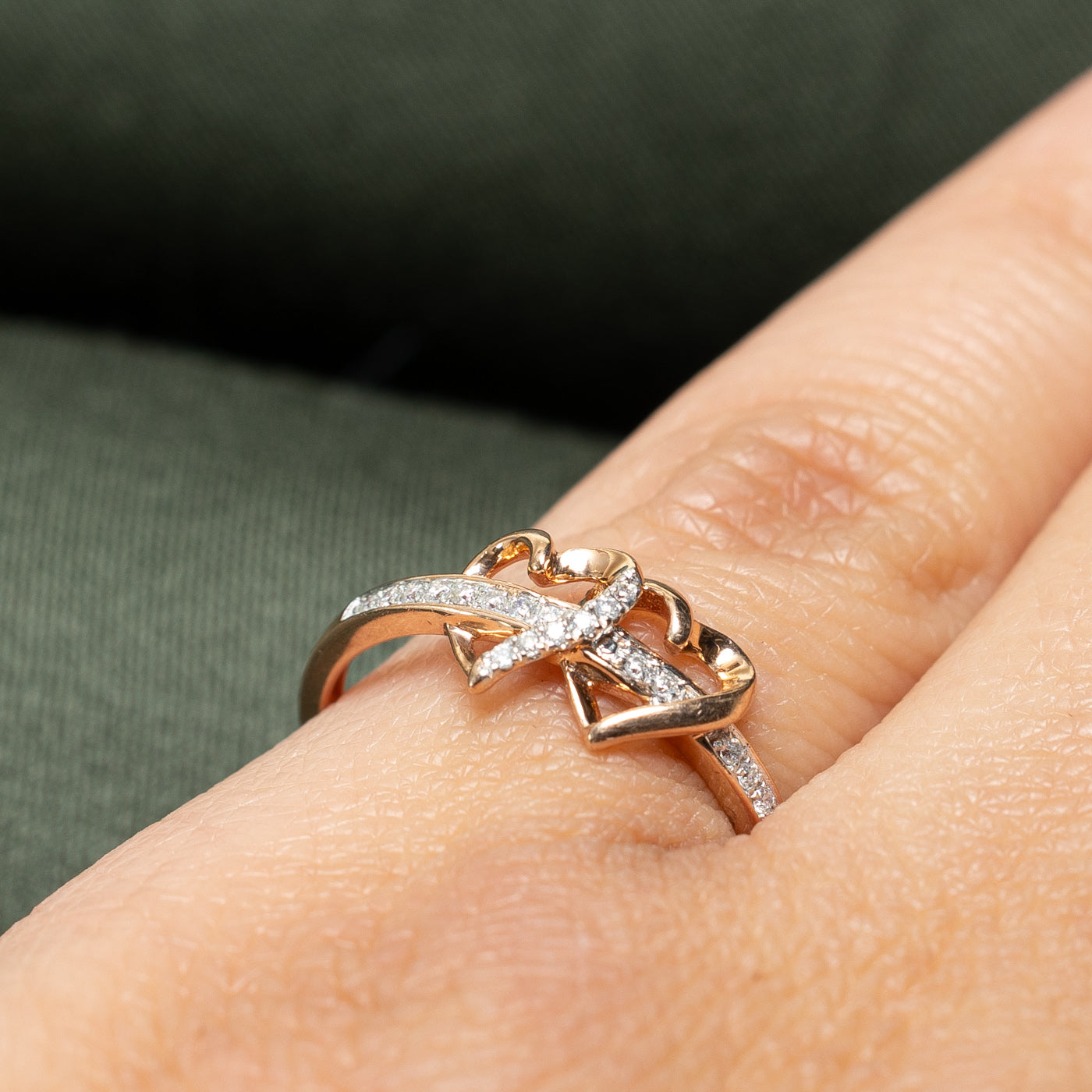 Two Hearts Semi Eternity Ring | 0.07ctw | SZ 6.5