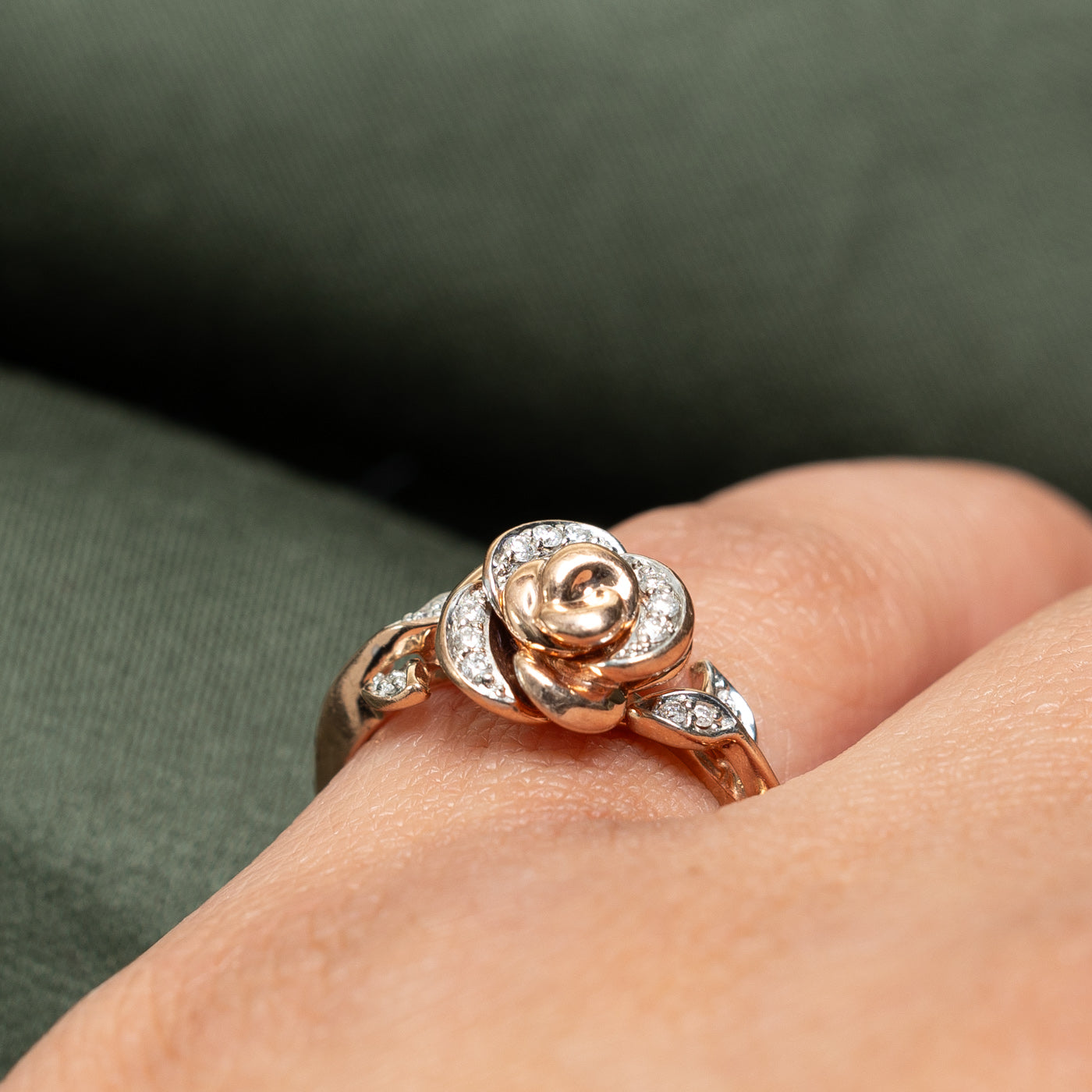 'Disney' 10K Rose Gold Rose Ring | 0.10ctw | SZ 5
