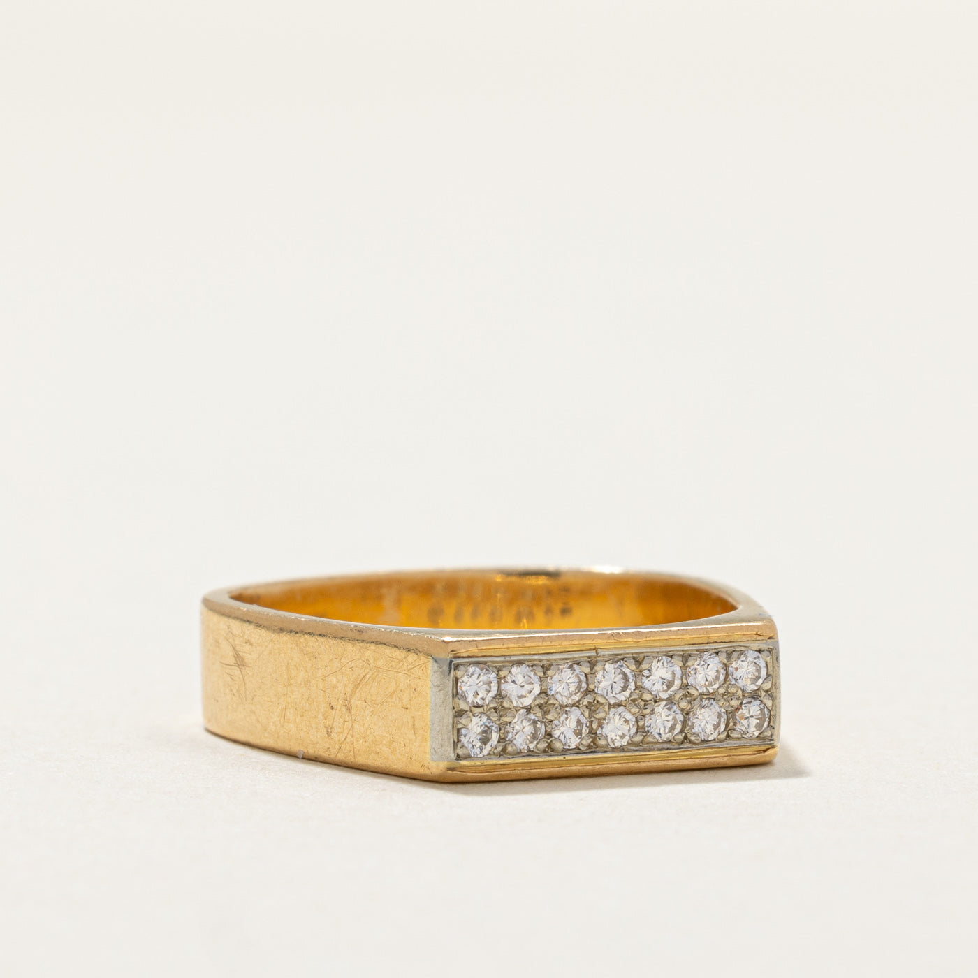 Double Row Diamond Soft Square Band | 0.20ctw | SZ 6.5