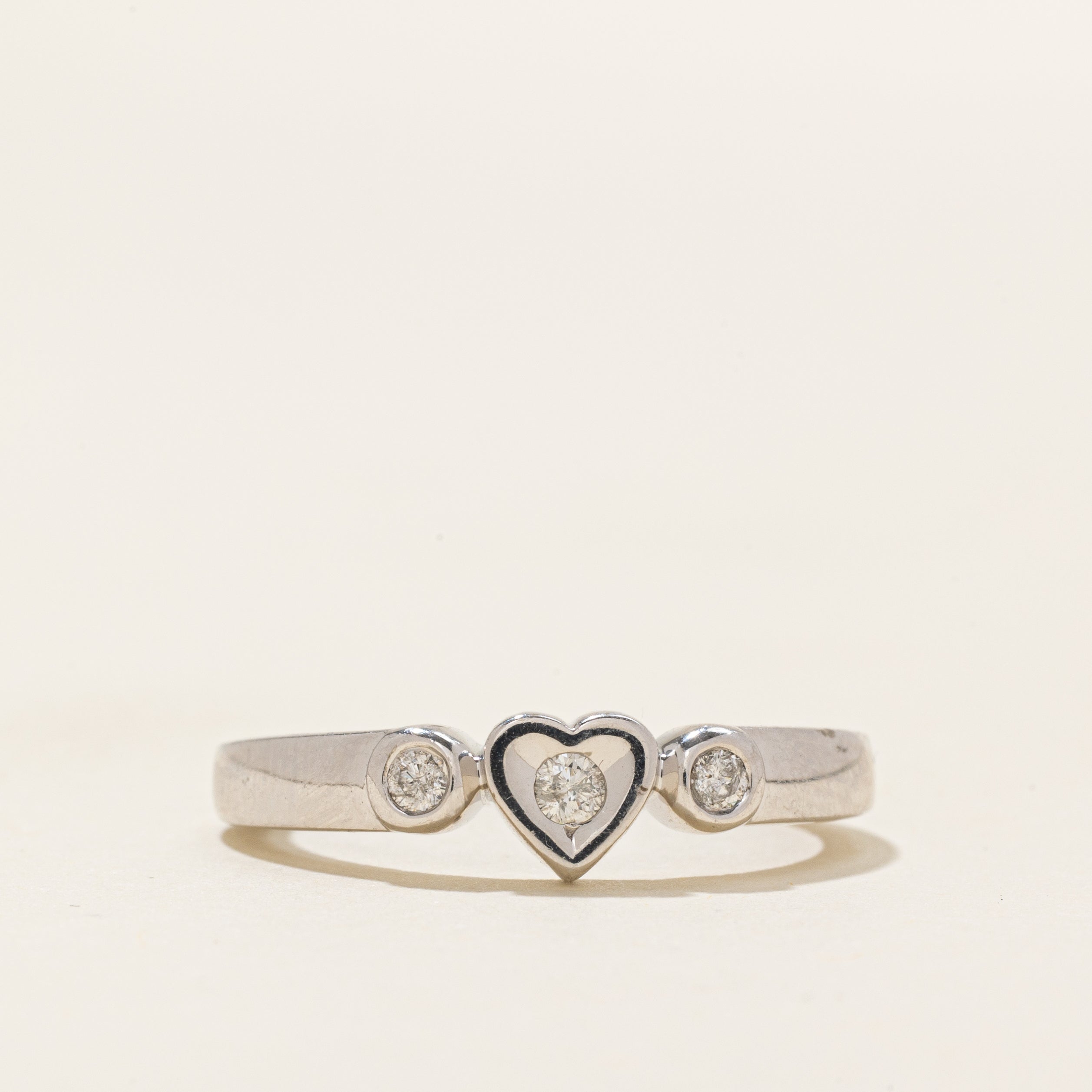 Three Stone Diamond Heart Ring | 0.12ctw | SZ 7.0 |