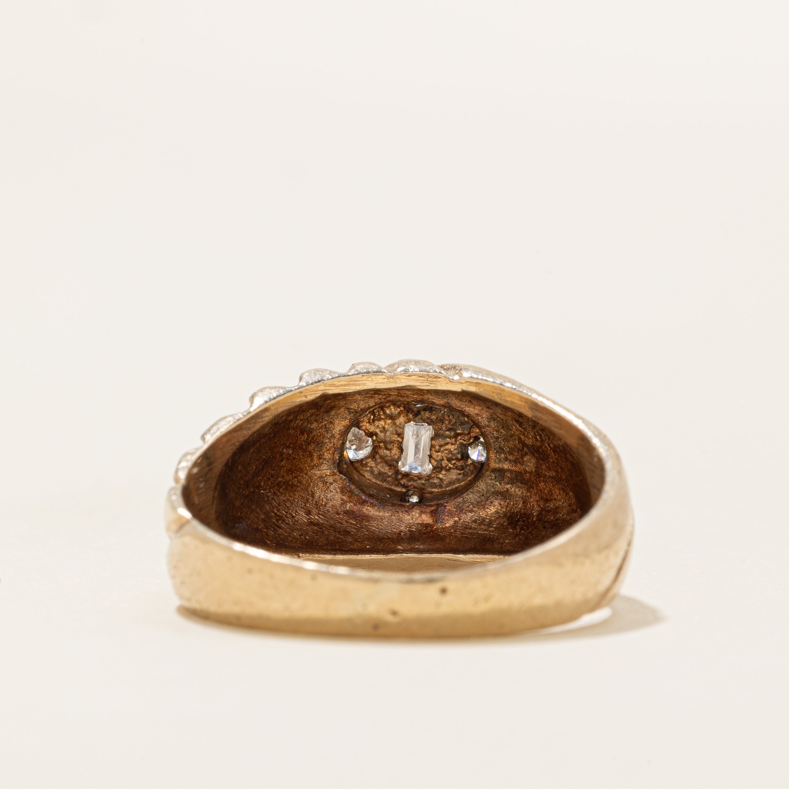 Diamond Cluster Grooved Signet Ring | 0.1ctw | SZ 9.25 |