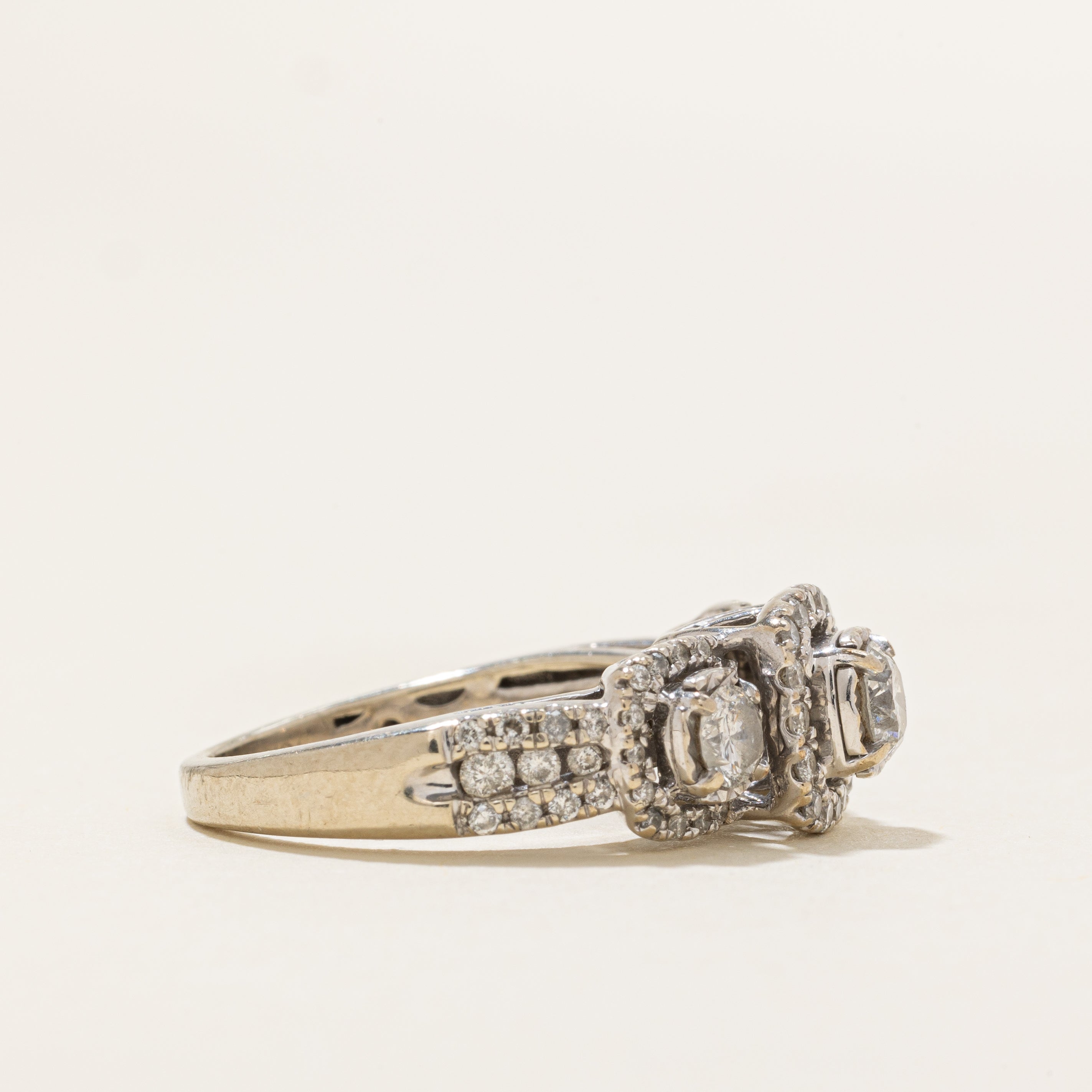 Diamond Triple Halo Ring | 0.91ctw | SZ 5.0 |