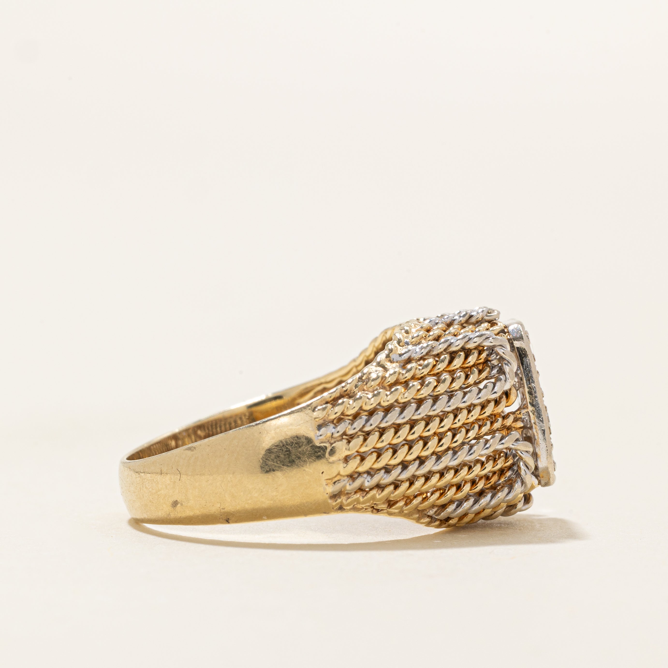 Diamond Grid Statement Rope Ring | 0.18ctw | SZ 5.25 |