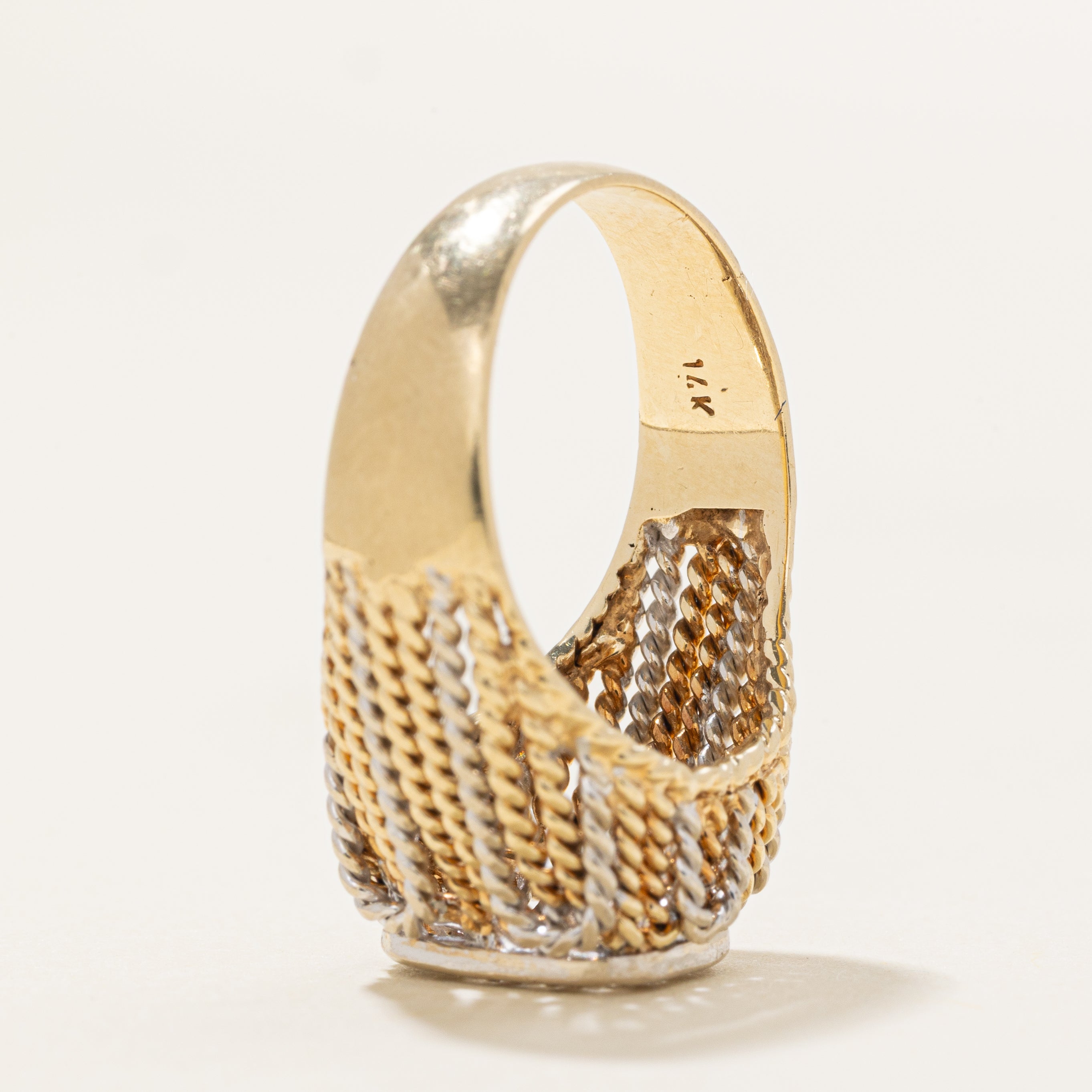Diamond Grid Statement Rope Ring | 0.18ctw | SZ 5.25 |