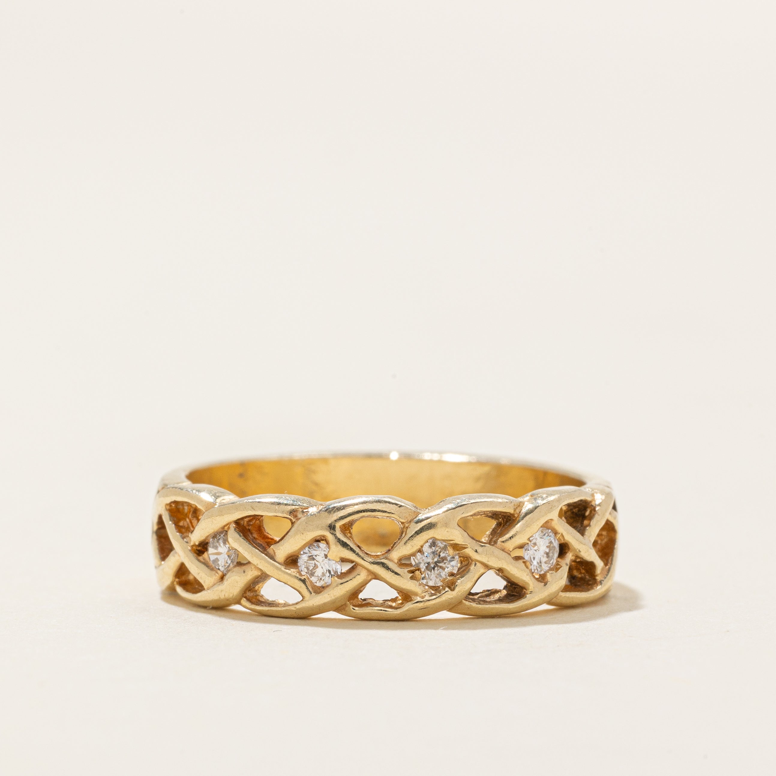 Diamond Accented Braided Band | 0.1ctw | SZ 6.25 |