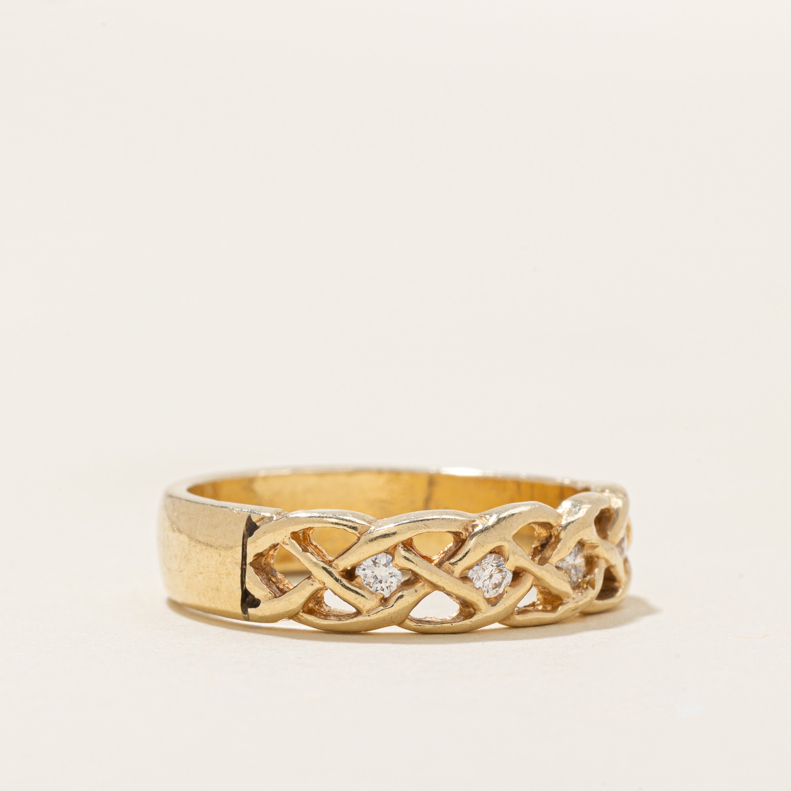 Diamond Accented Braided Band | 0.1ctw | SZ 6.25 |
