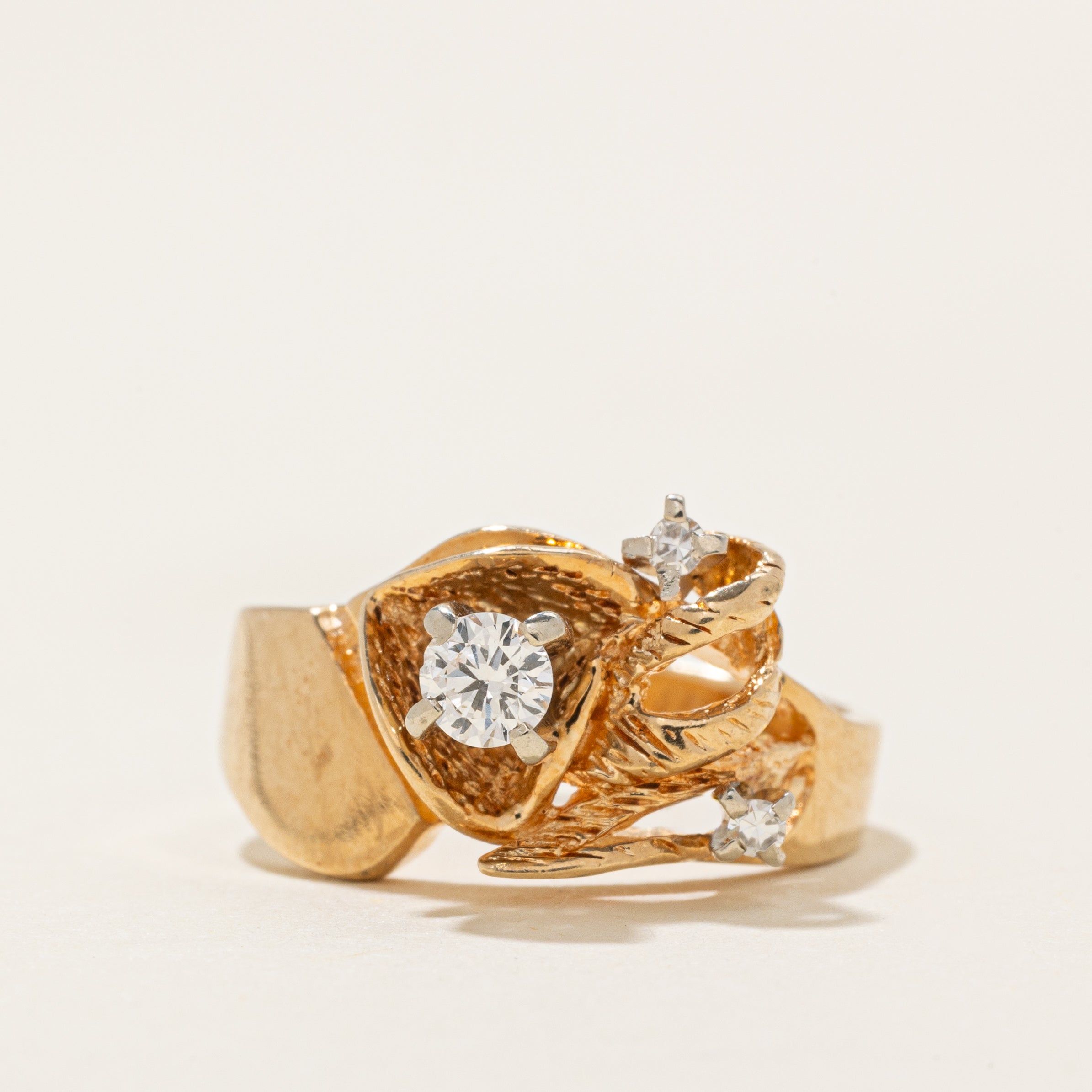 Diamond Textured Abstract Ring | 0.16ctw | SZ 4.25 |