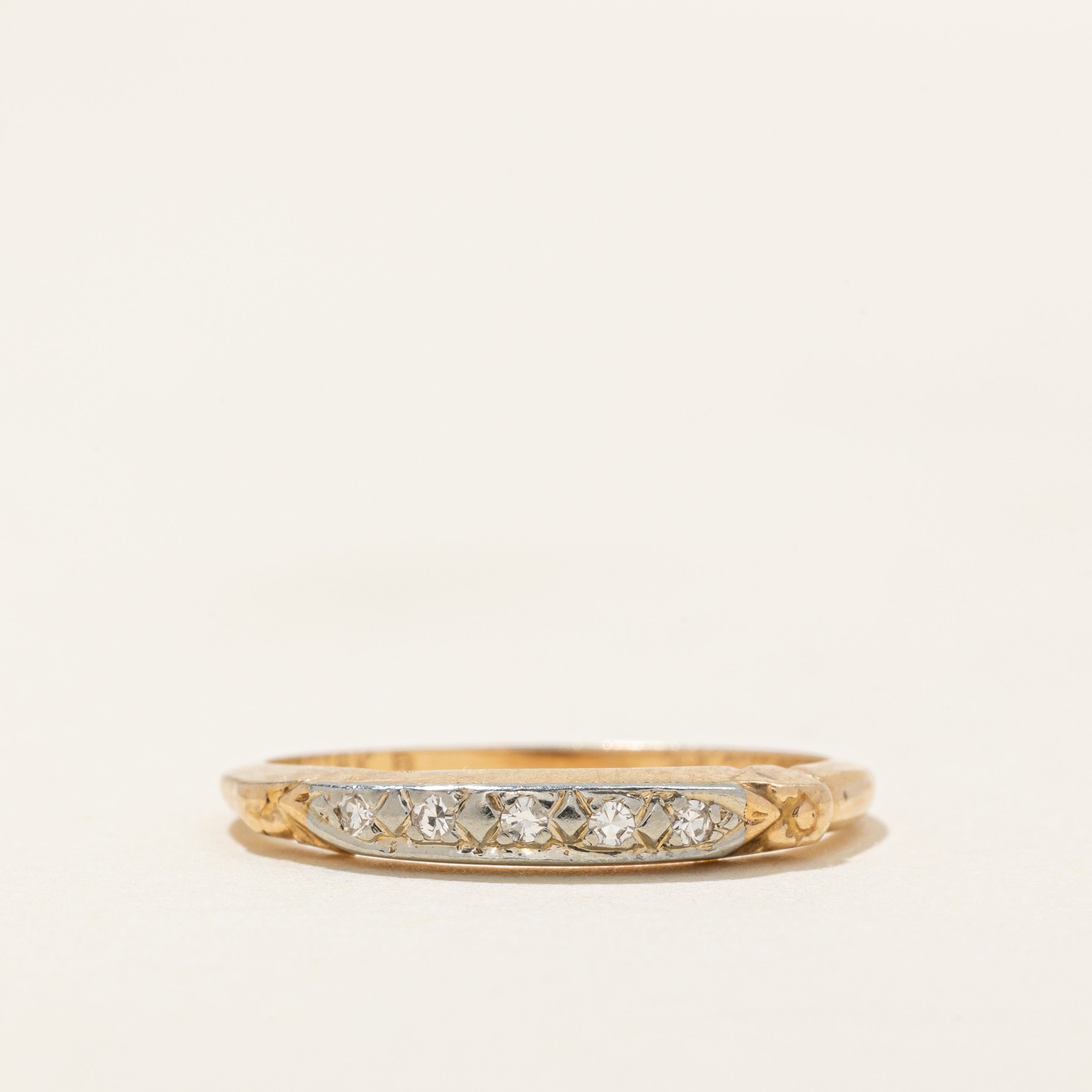 'Bluebird' Diamond Accented Textured Band | 0.05ctw | SZ 4.75 |
