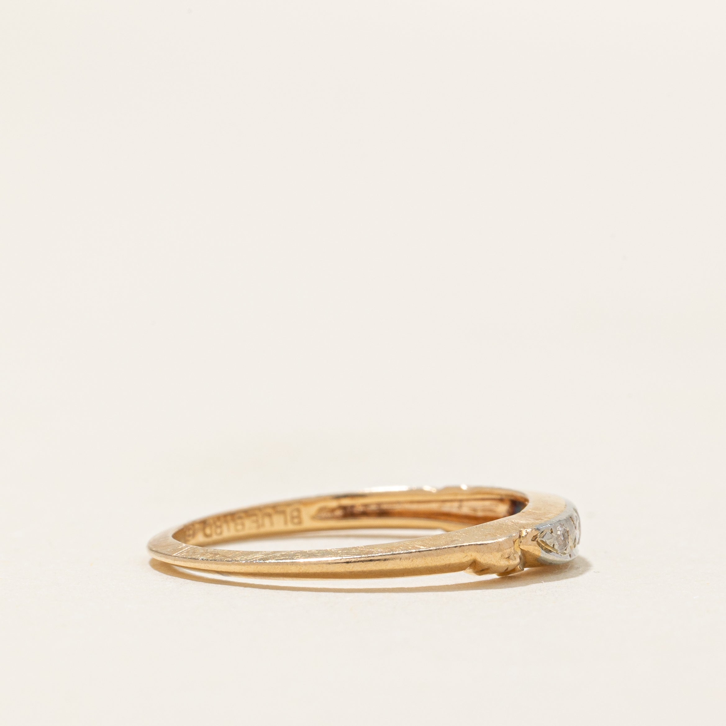 'Bluebird' Diamond Accented Textured Band | 0.05ctw | SZ 4.75 |
