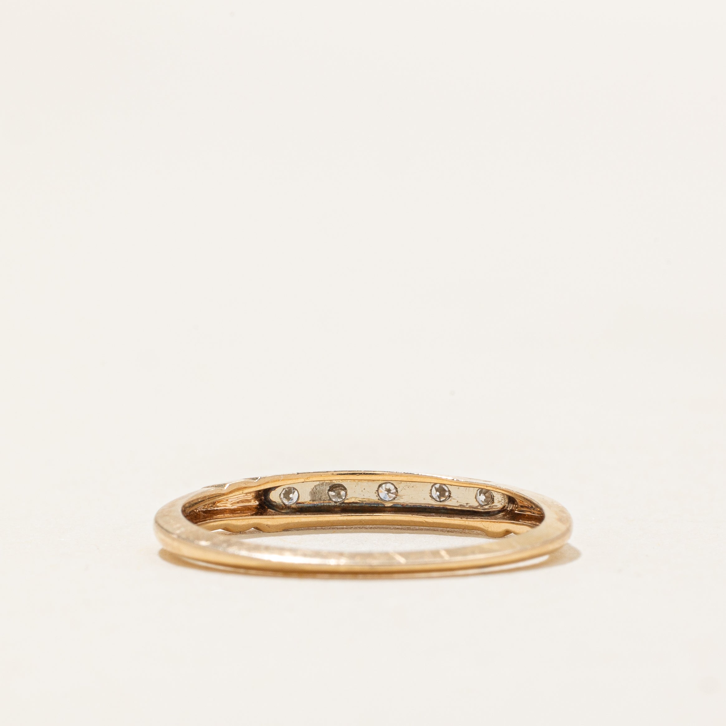 'Bluebird' Diamond Accented Textured Band | 0.05ctw | SZ 4.75 |