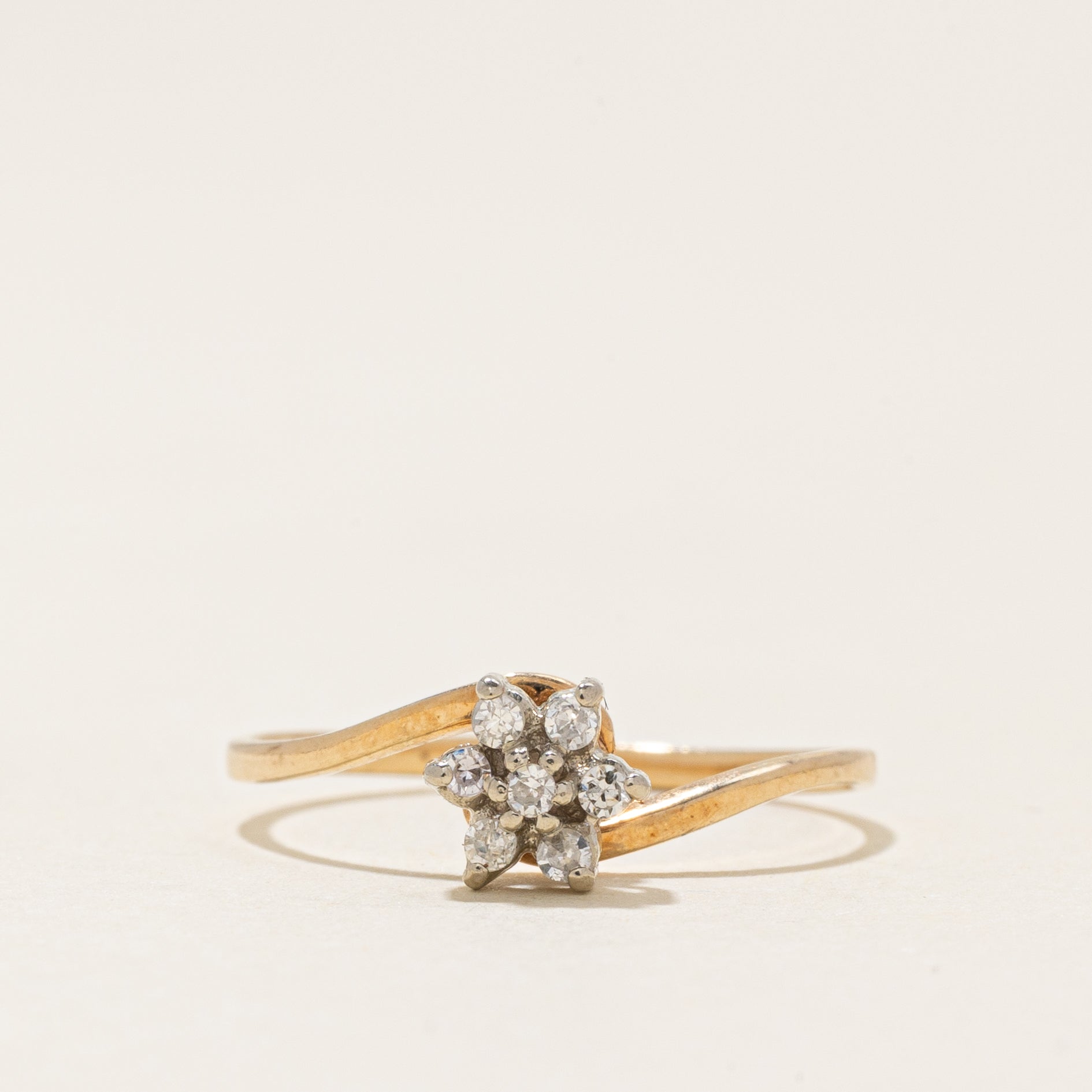 Diamond Cluster Petal Bypass Ring | 0.07ctw | SZ 4.75 |