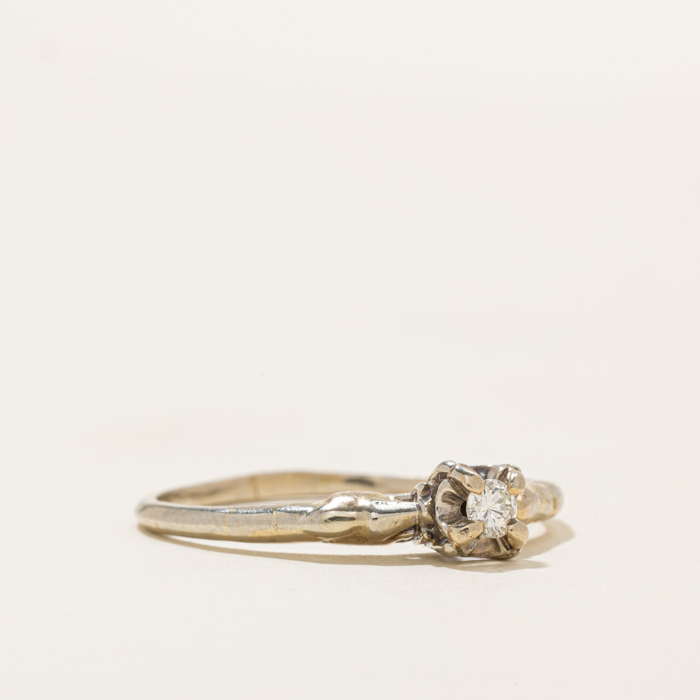 Solitaire Diamond Textured Ring | 0.1ctw | SZ 10.0 |