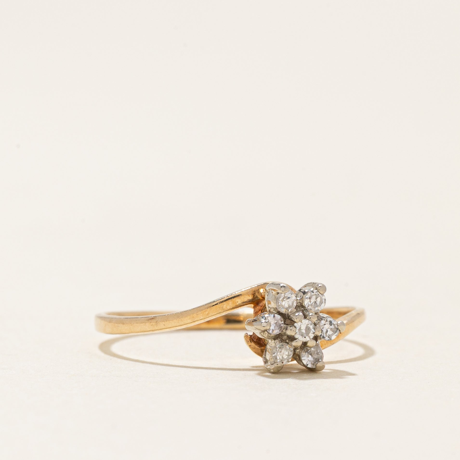 Diamond Cluster Petal Bypass Ring | 0.07ctw | SZ 4.75 |