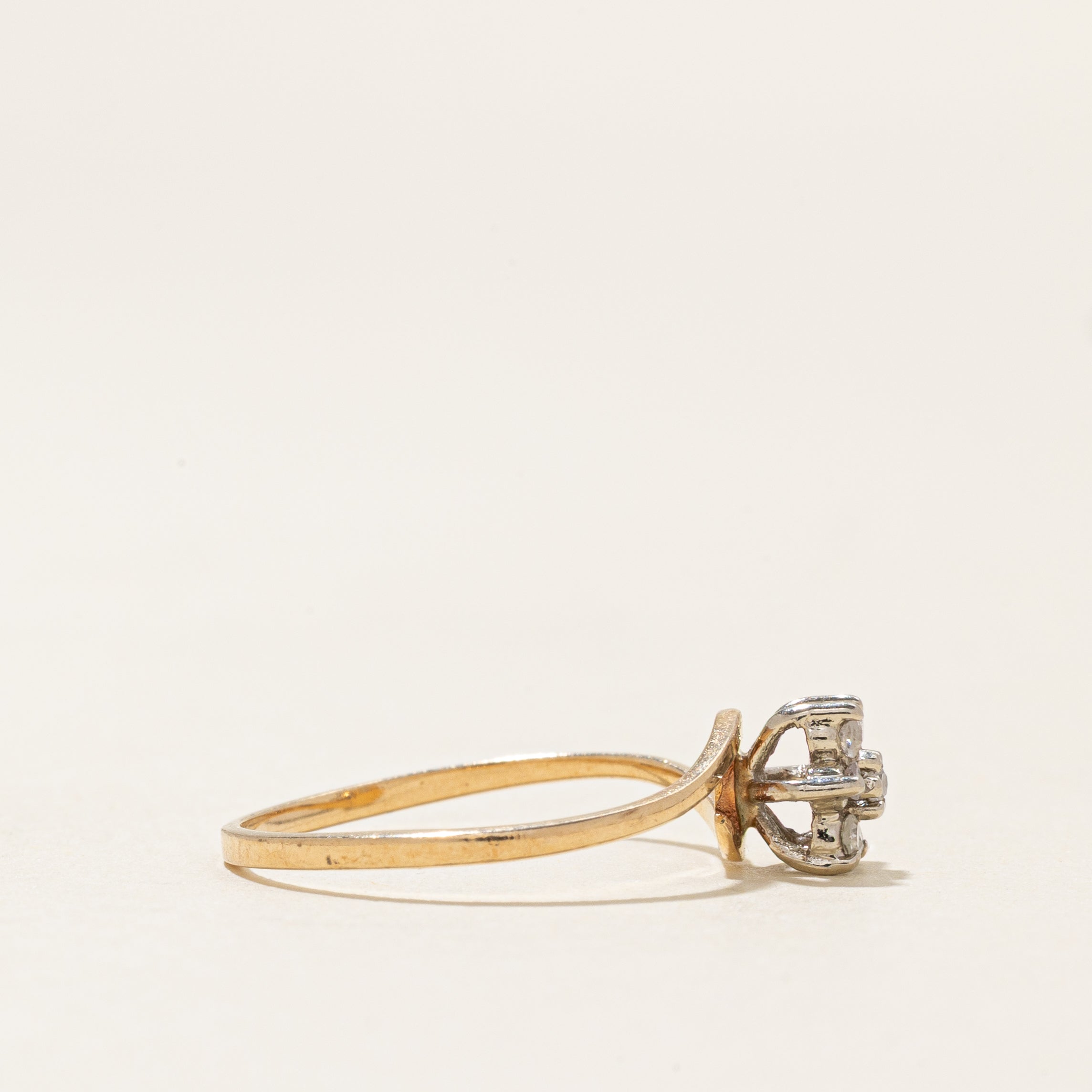 Diamond Cluster Petal Bypass Ring | 0.07ctw | SZ 4.75 |