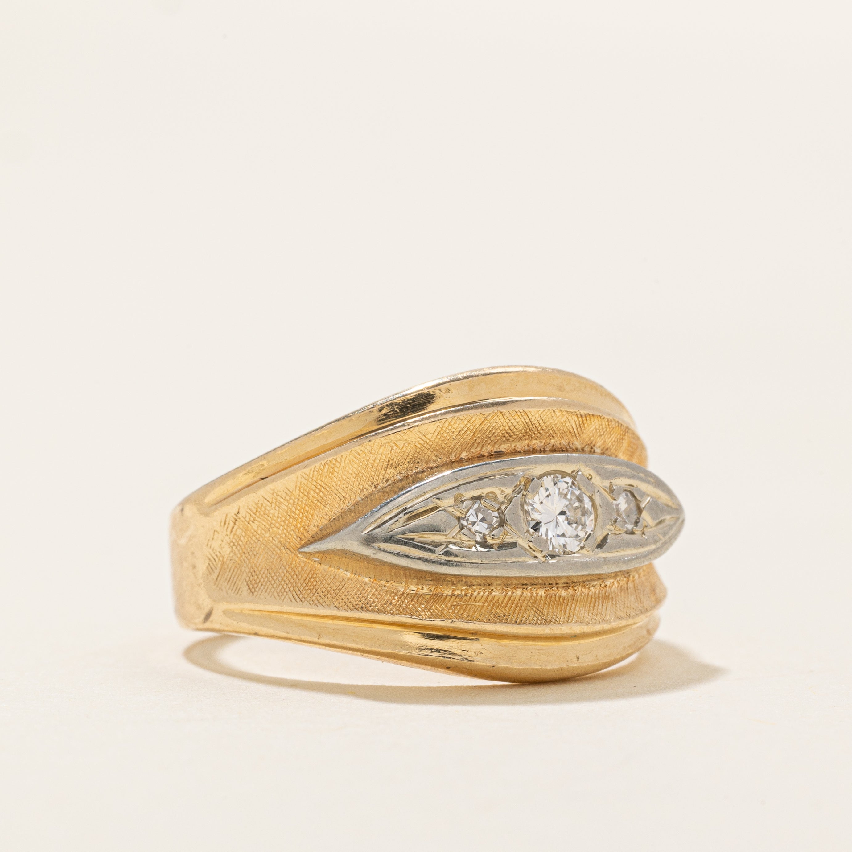 Diamond Marquise Shaped Textured Chunky Ring | 0.12ctw | SZ 6.0 |