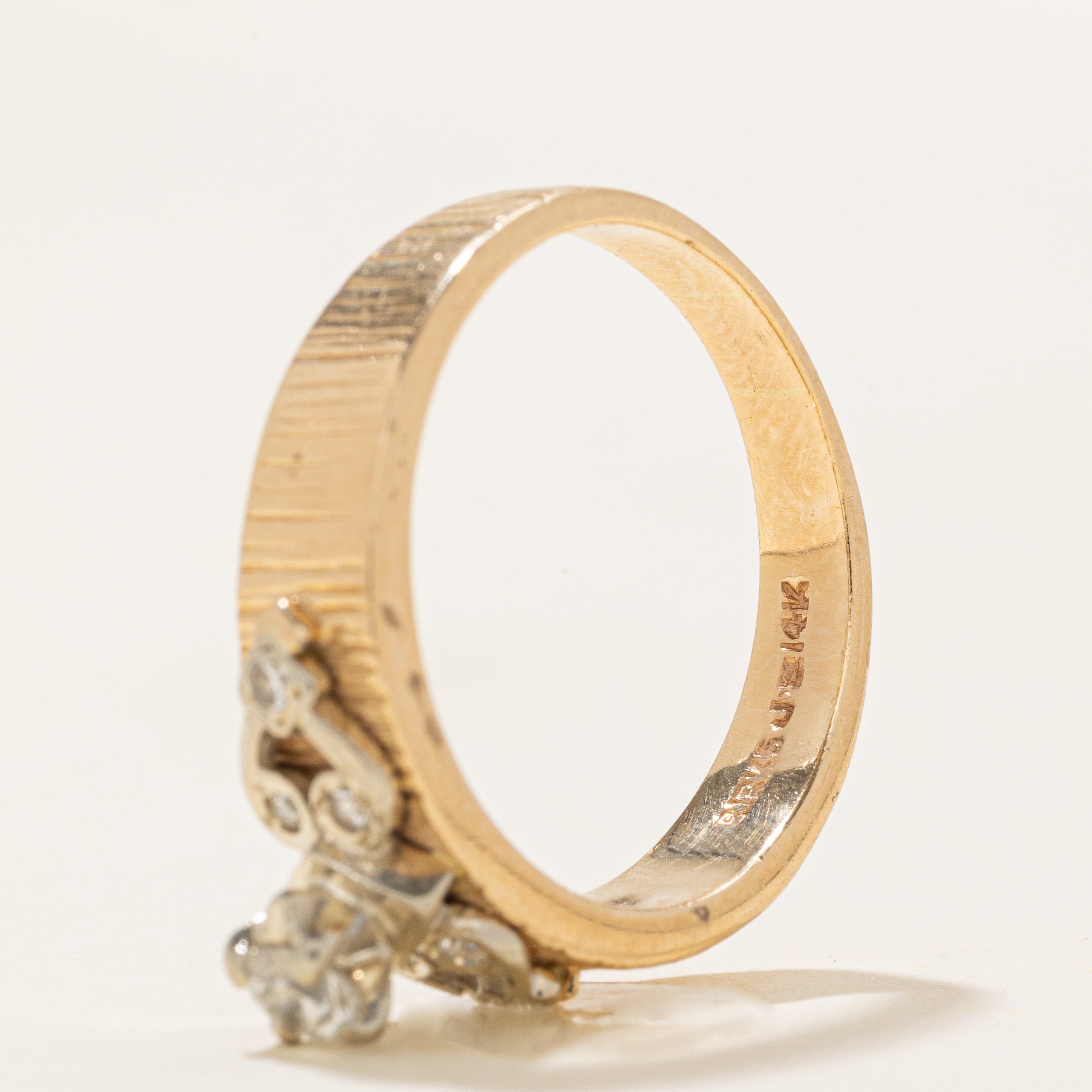 'Birks’ Diamond Accented Textured Ring | 0.2ctw | SZ 7.25 |