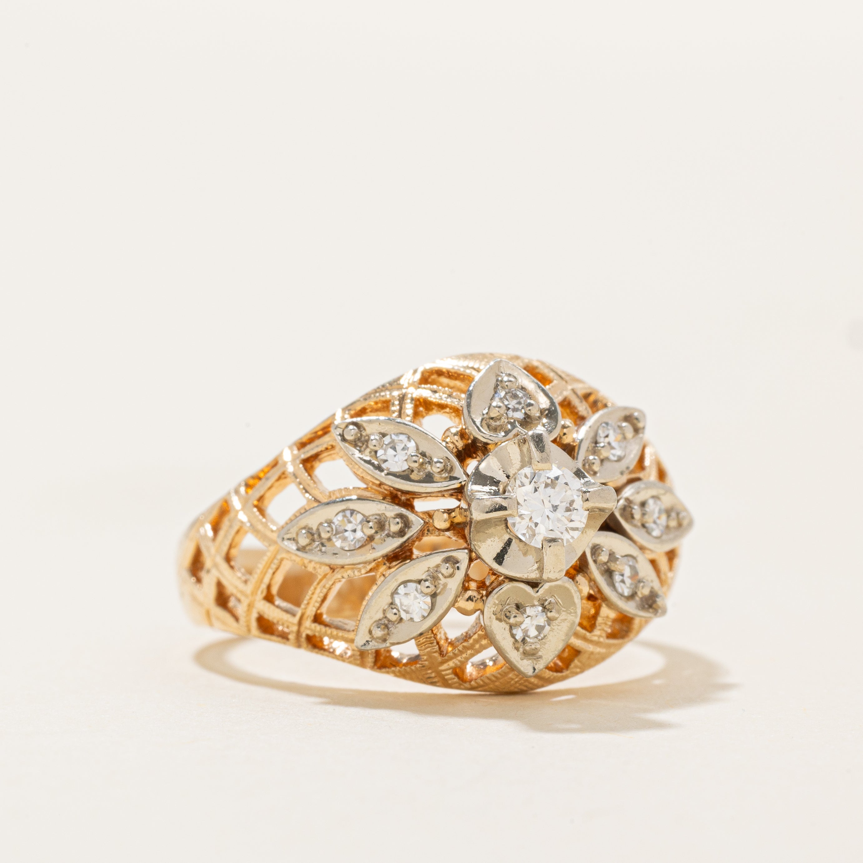 Illusion Set Diamond Openwork Cocktail Ring | 0.2ctw | SZ 6.75 |