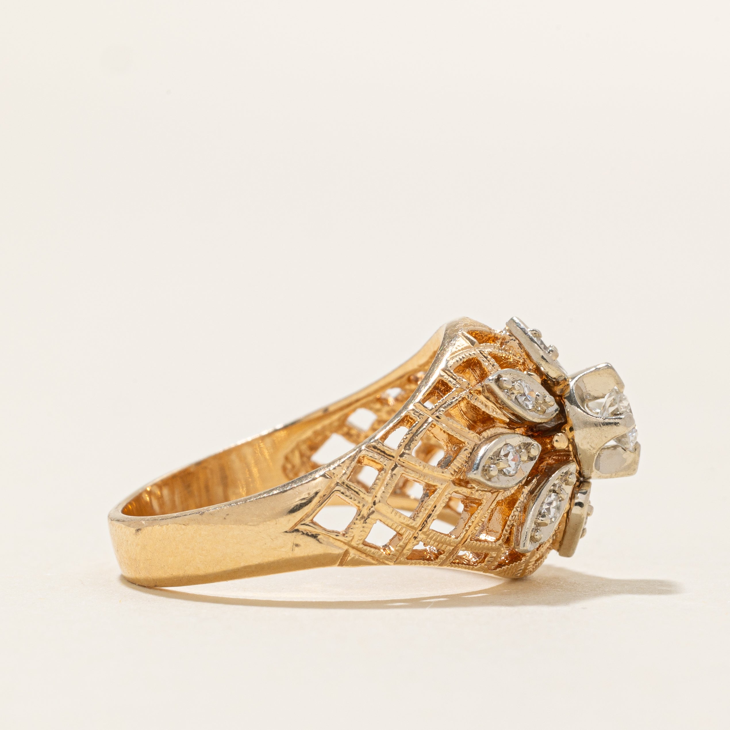 Illusion Set Diamond Openwork Cocktail Ring | 0.2ctw | SZ 6.75 |