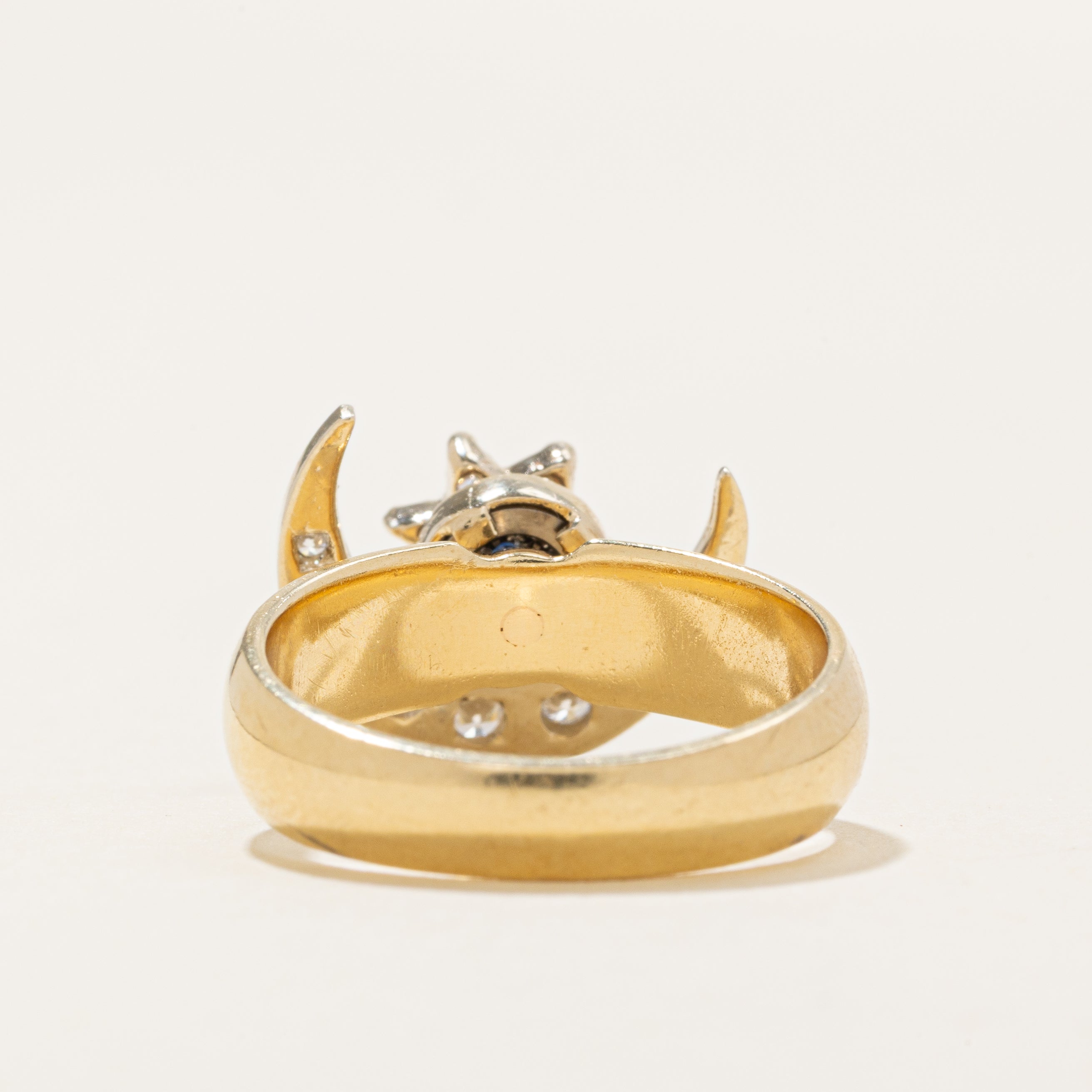 Diamond Moon & Star Spinning Ring | 0.25ctw | SZ 5.5 |
