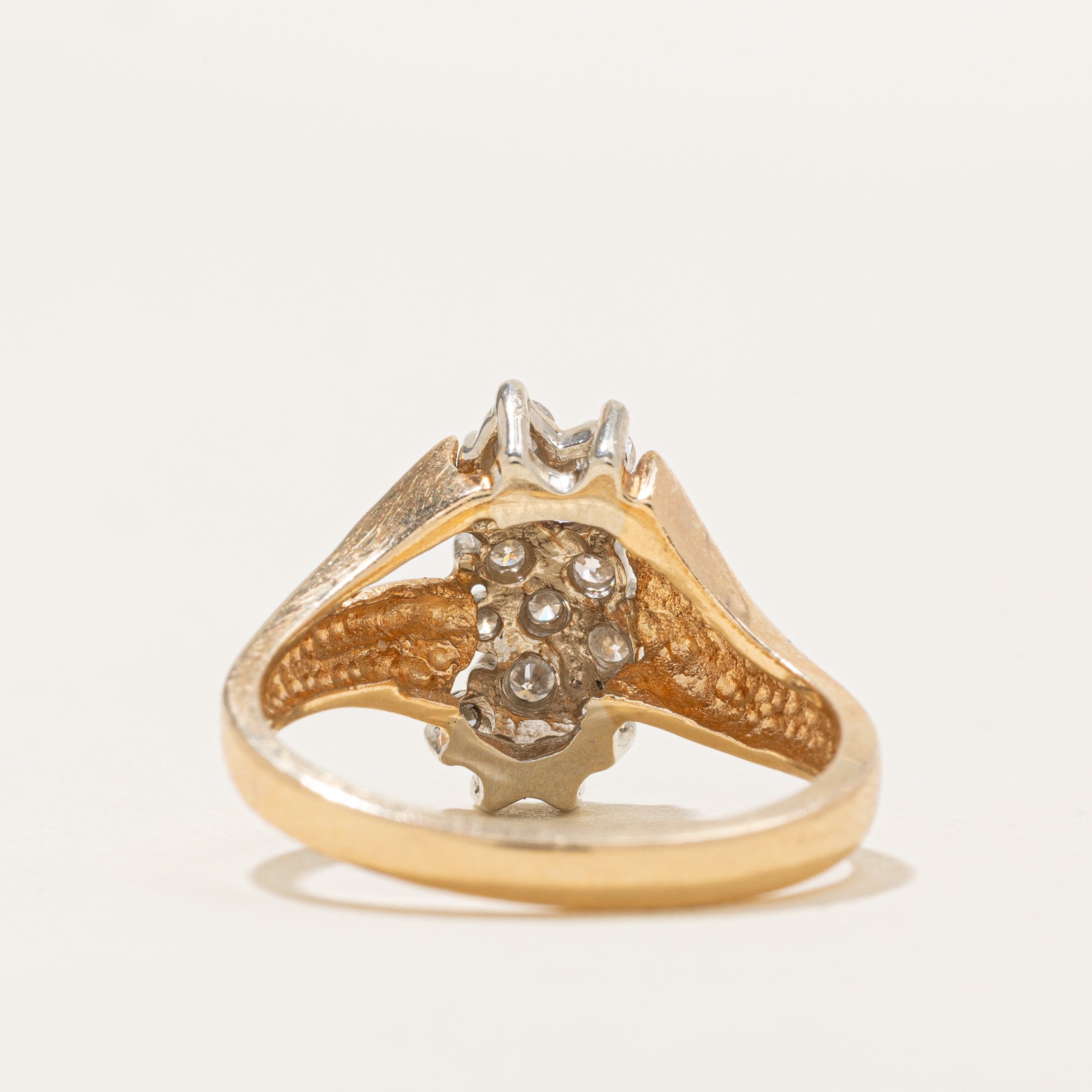 Diamond Cluster Grooved Cocktail Ring | 0.32ctw | SZ 4.25 |
