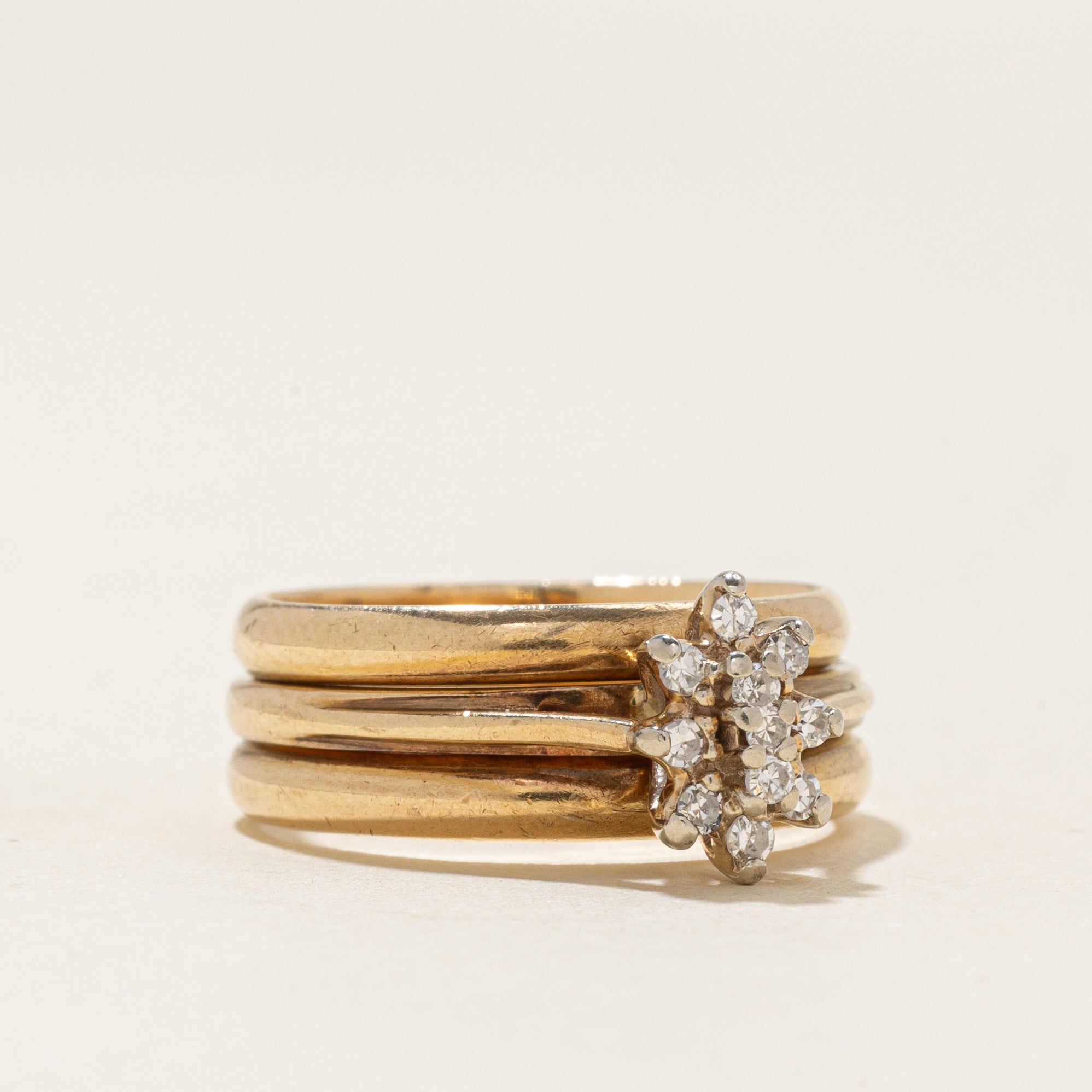 Diamond Cluster Soldered Stacking Bands | 0.11ctw | SZ 5.5 |