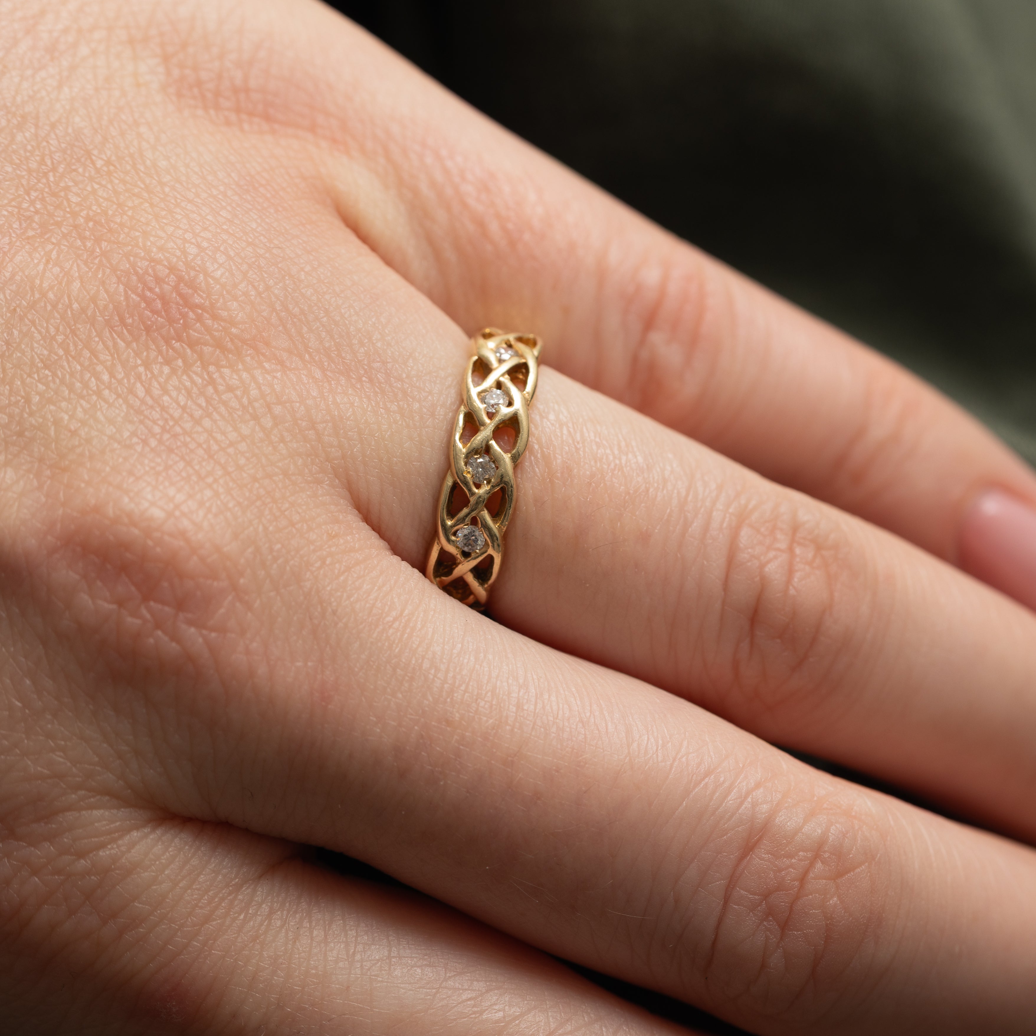 Diamond Accented Braided Band | 0.1ctw | SZ 6.25 |