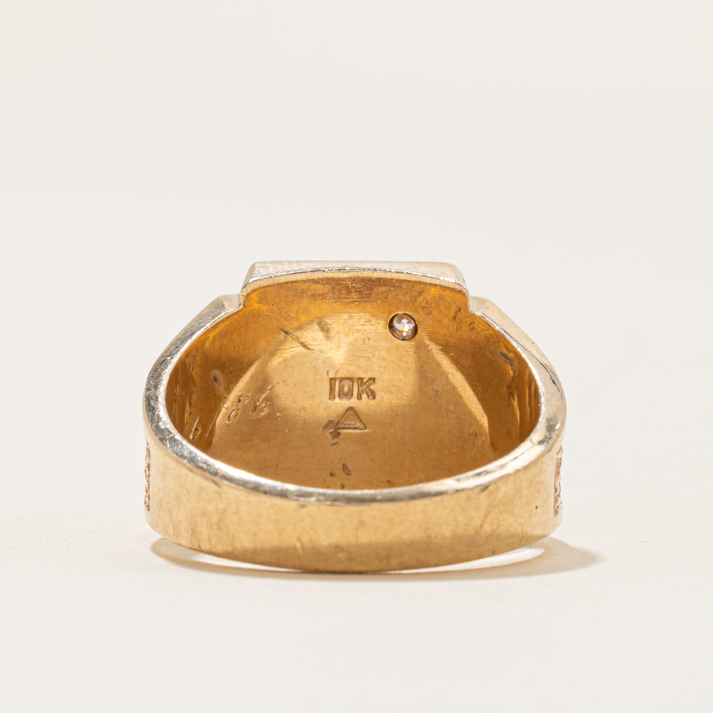 Star Set Diamond "AB" Initial Signet Ring | 0.06ctw | SZ 9.5 |