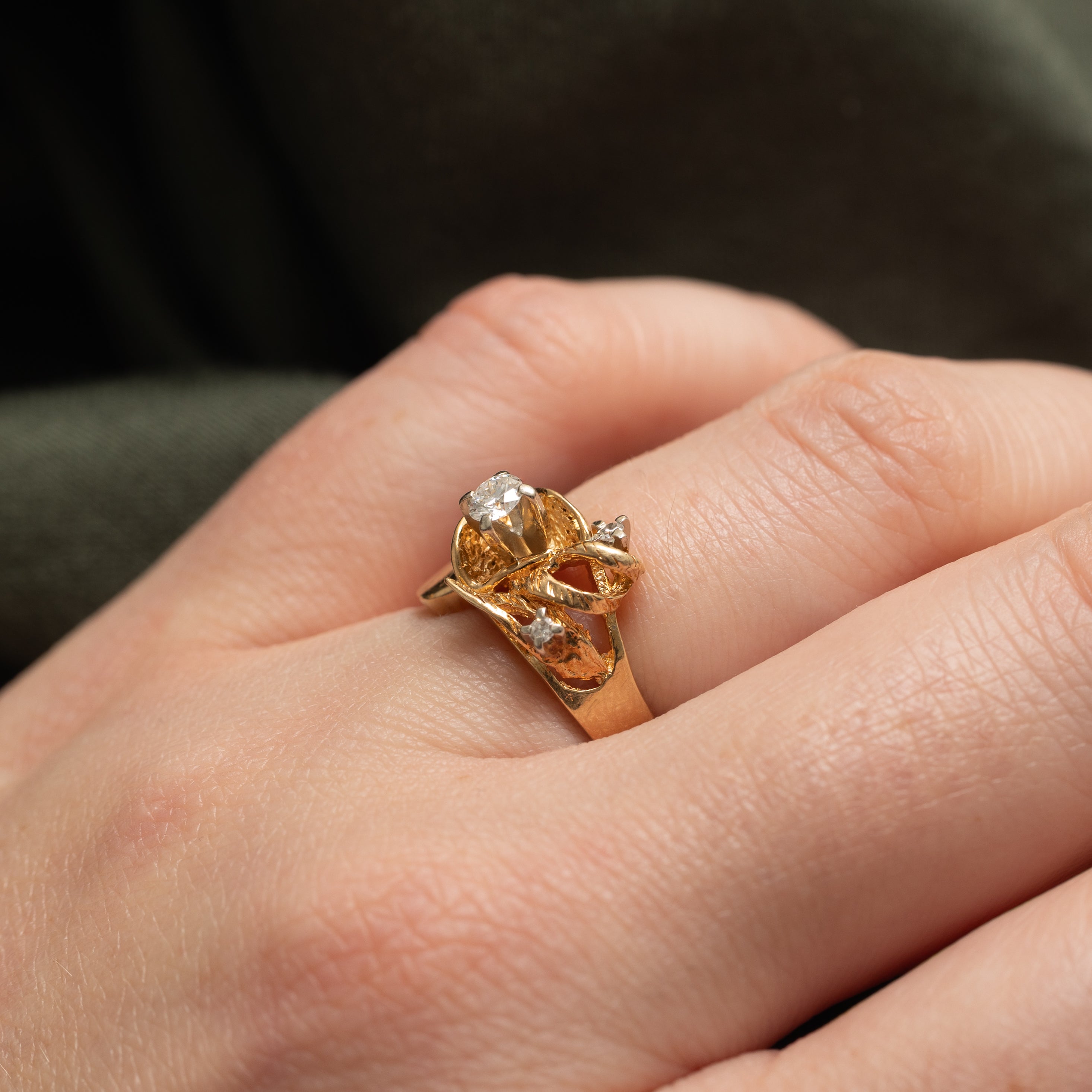 Diamond Textured Abstract Ring | 0.16ctw | SZ 4.25 |