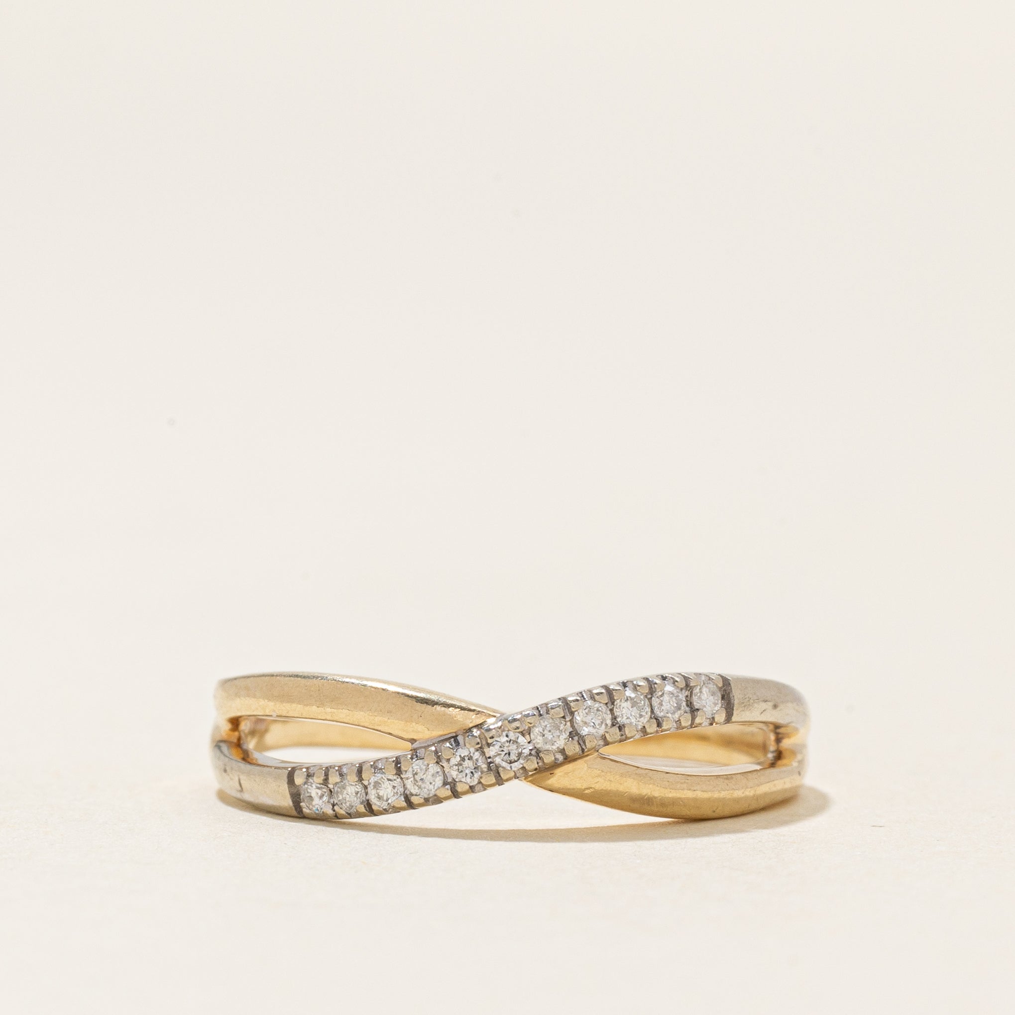 Semi Eternity Diamond Crossover Ring | 0.06ctw | SZ 6.25 |