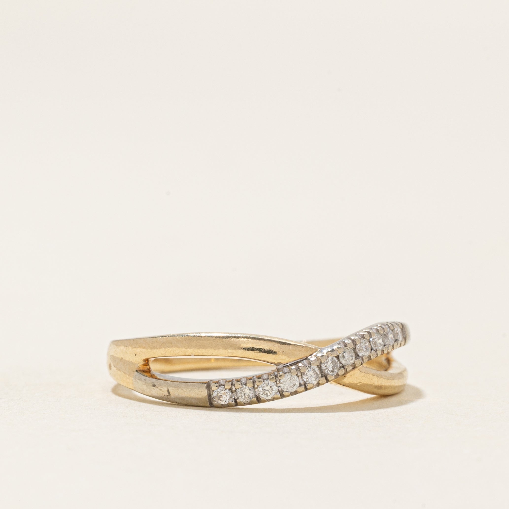Semi Eternity Diamond Crossover Ring | 0.06ctw | SZ 6.25 |