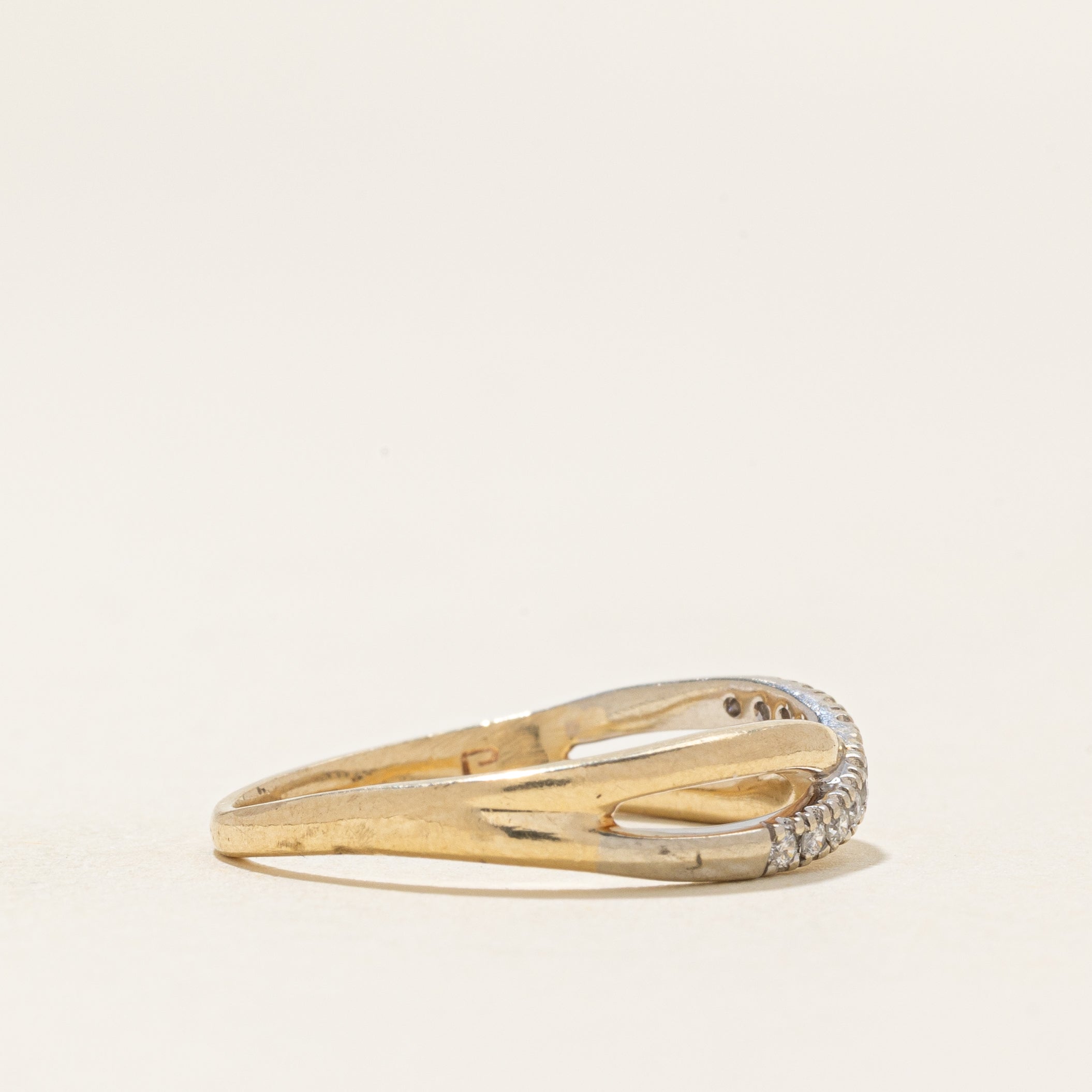 Semi Eternity Diamond Crossover Ring | 0.06ctw | SZ 6.25 |