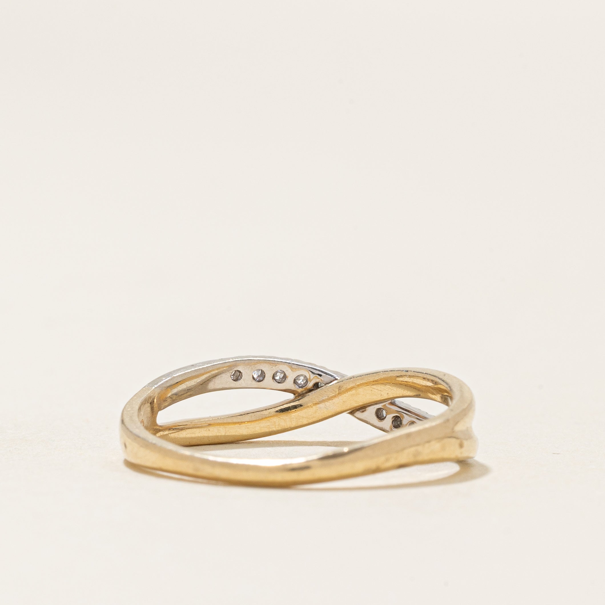 Semi Eternity Diamond Crossover Ring | 0.06ctw | SZ 6.25 |