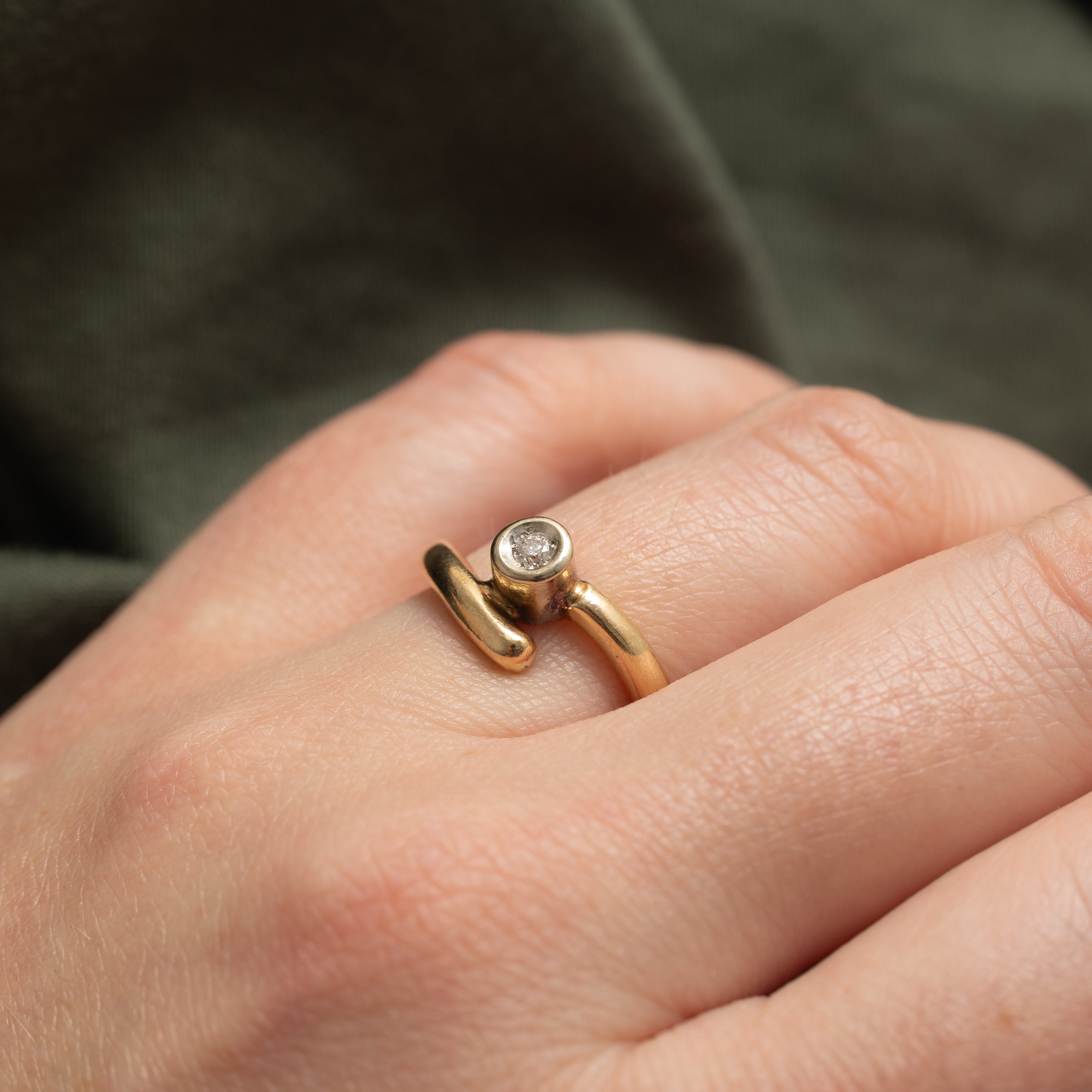 Bezel Set Diamond Bypass Ring | 0.08ctw | SZ 6.25 |