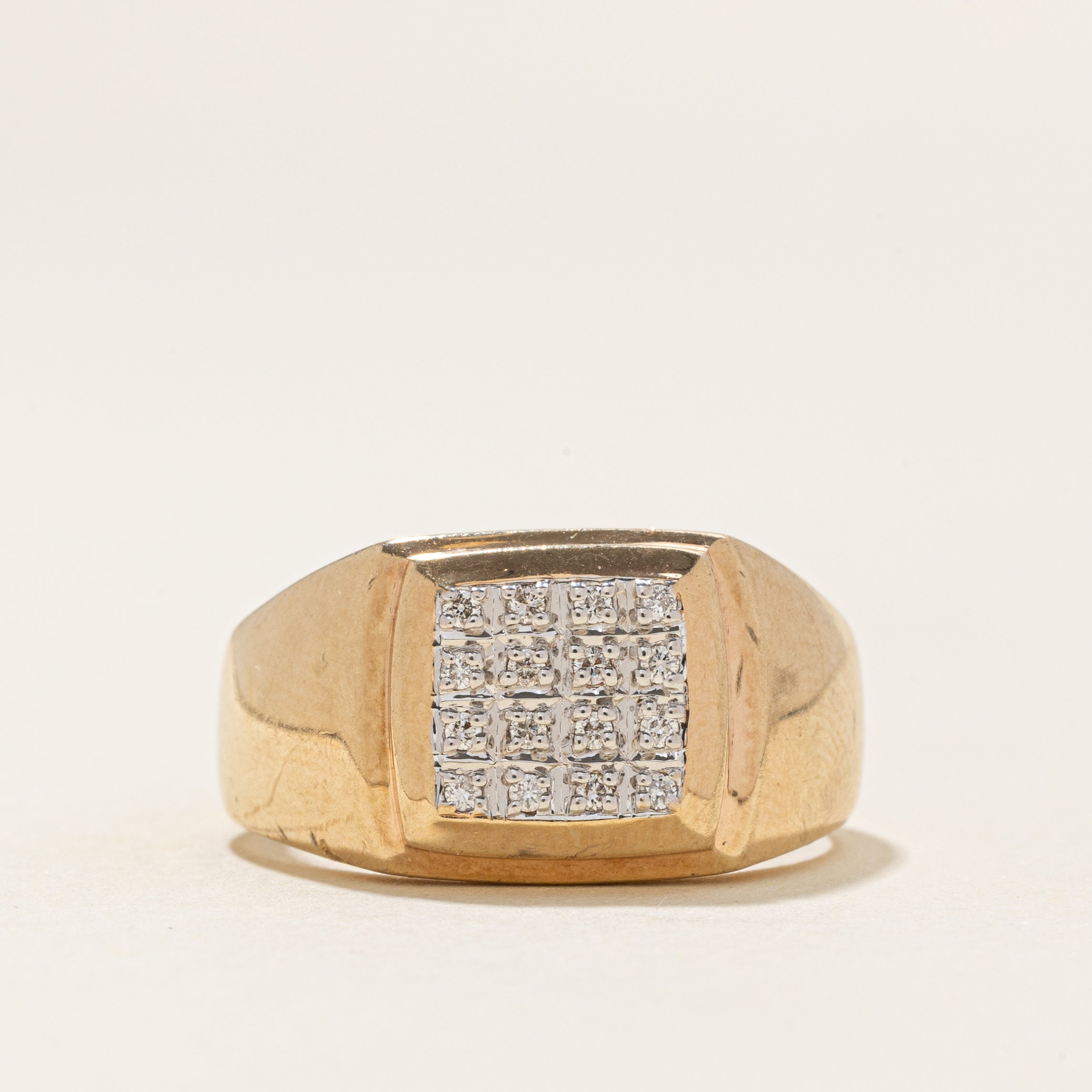 Diamond Square Grid Signet Ring | 0.08ctw | SZ 8.0 |