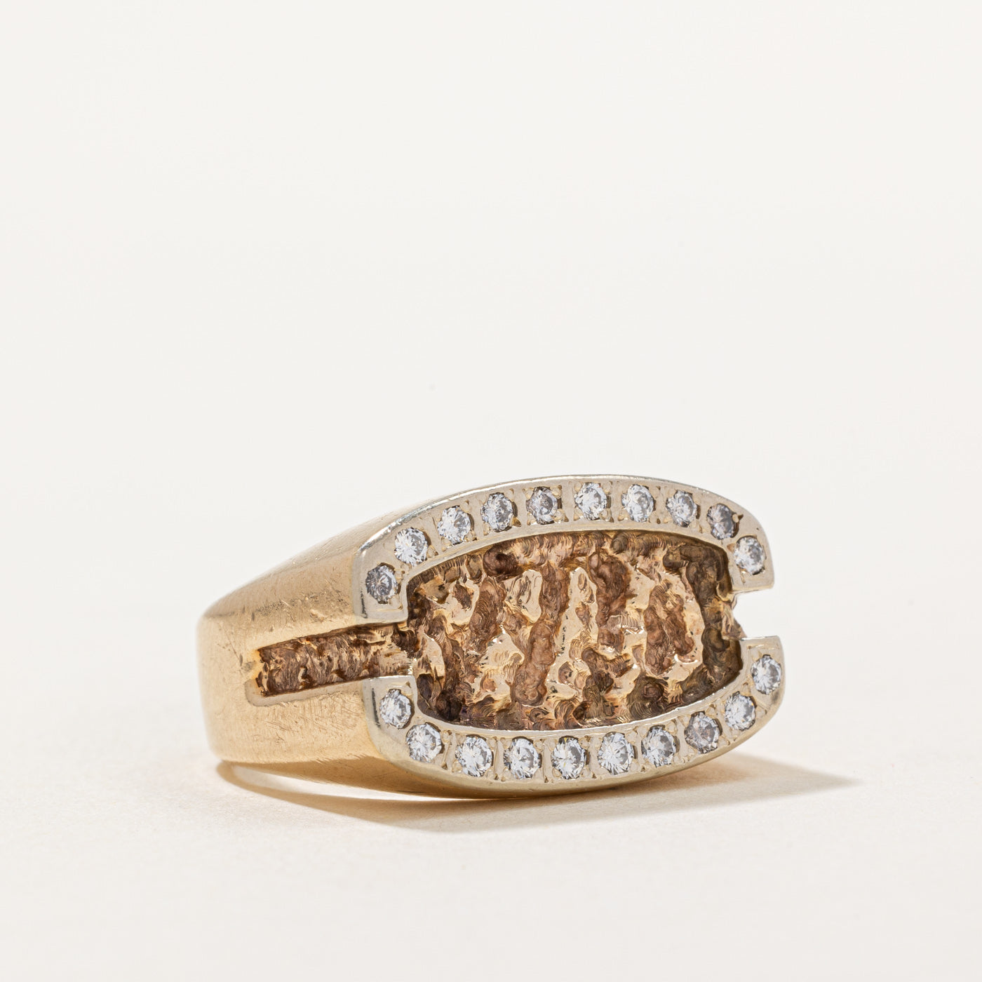 Gold Nugget & Diamond Cocktail Ring | 0.44ctw | SZ 9 |