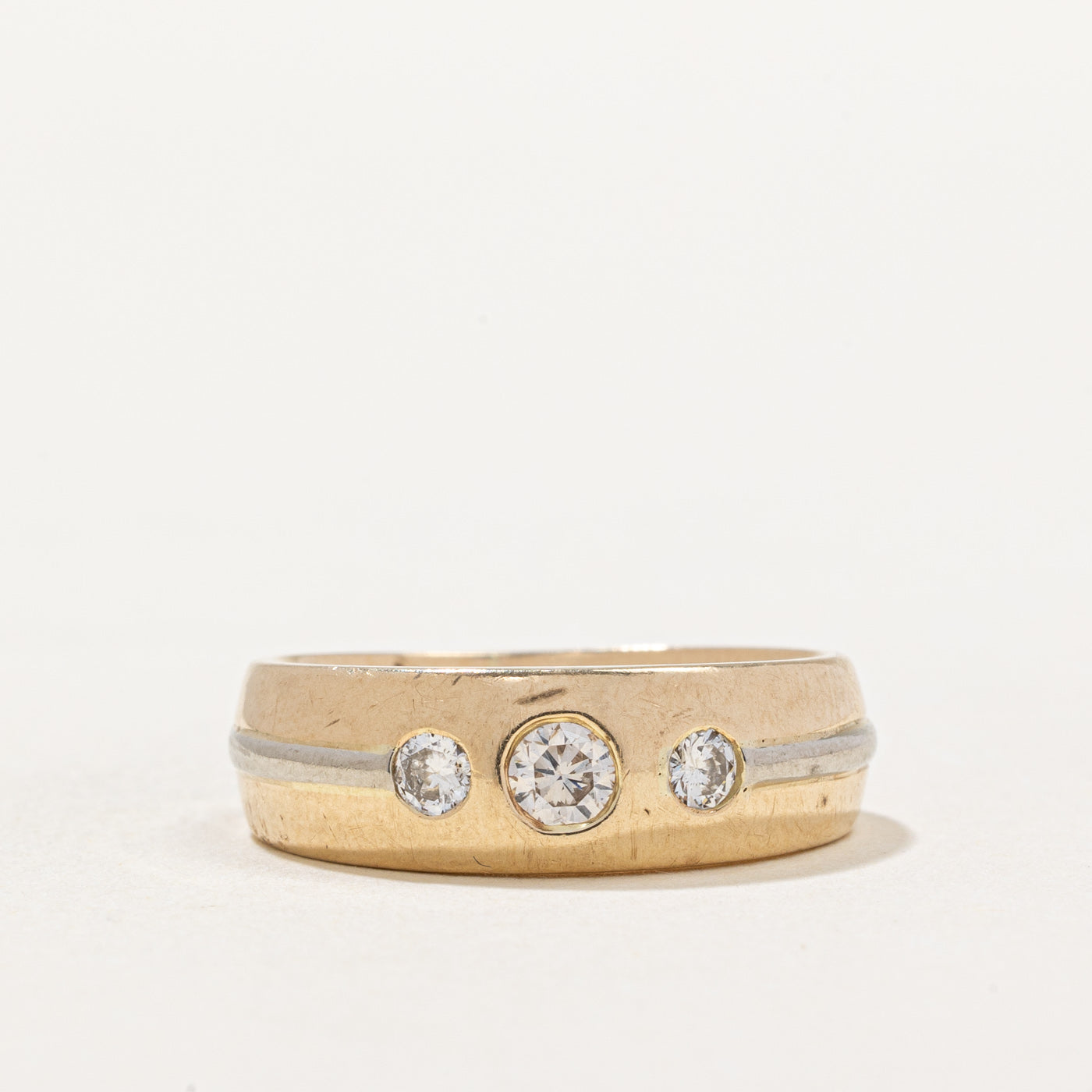 Three Stone Flush Set Diamond Band | 0.29ctw | SZ 6.5 |