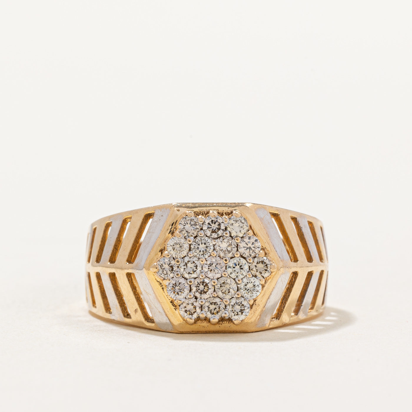 Hexagon Shaped Diamond Cluster Ring | 0.77ctw | SZ 10.25 |