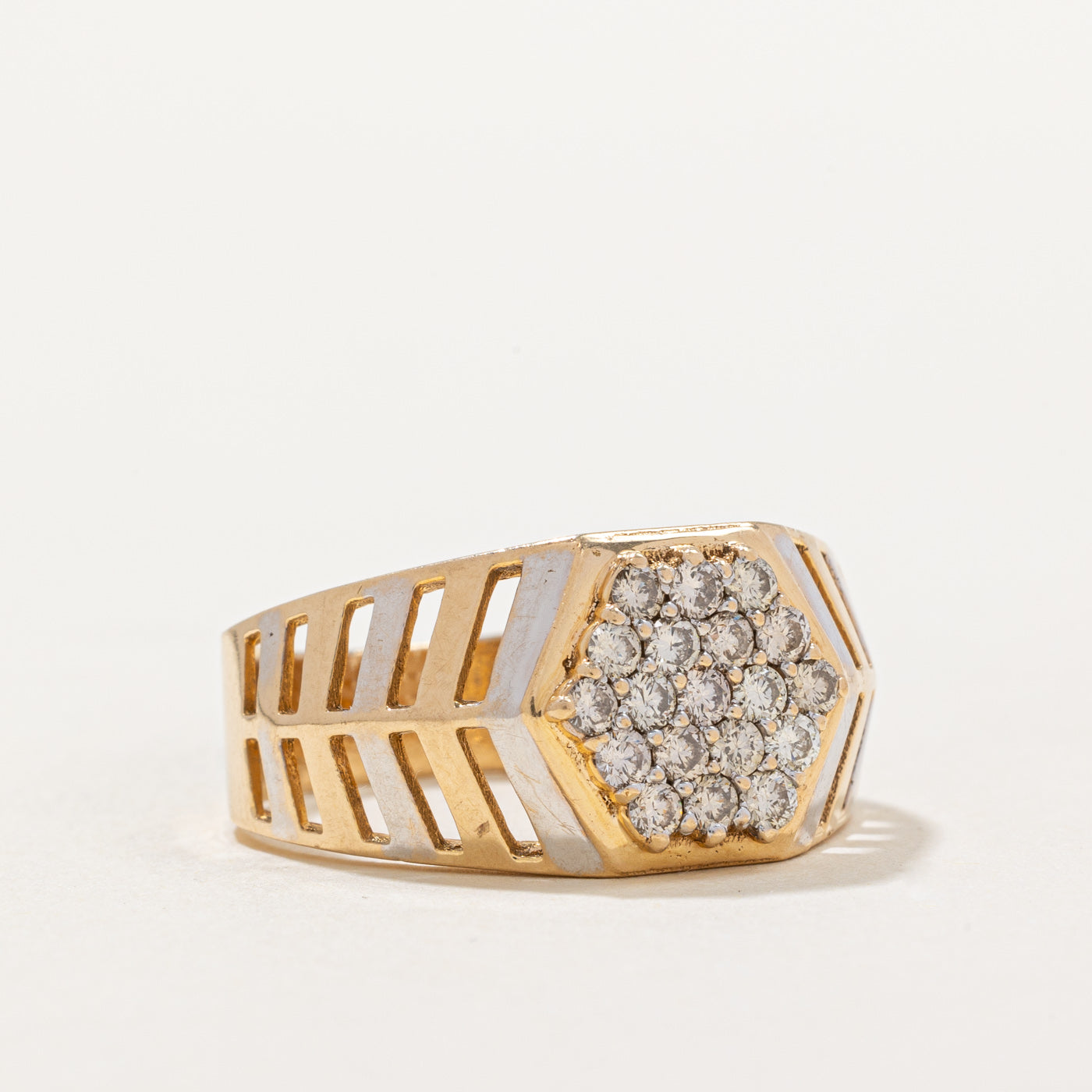 Hexagon Shaped Diamond Cluster Ring | 0.77ctw | SZ 10.25 |