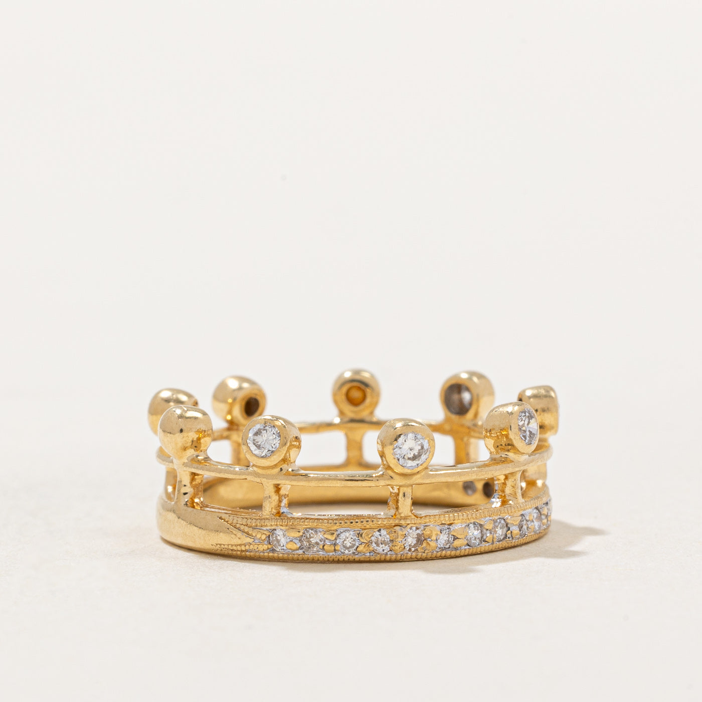 Bague Couronne en Diamant | 0,24 ct | Taille 5,5 |