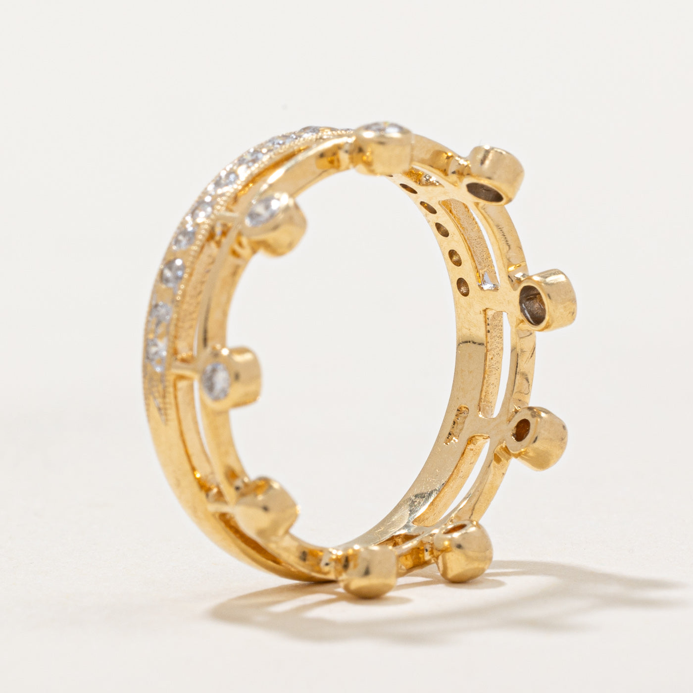 Bague Couronne en Diamant | 0,24 ct | Taille 5,5 |