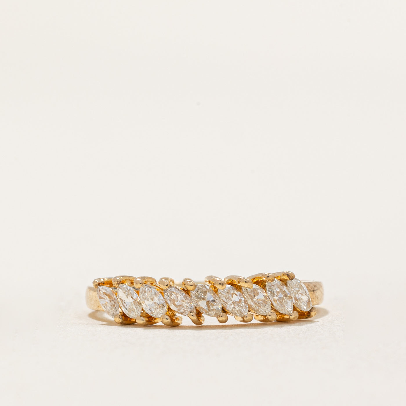 Bague demi-éternité en diamant taille marquise | 0,27 ct | Taille 4,25